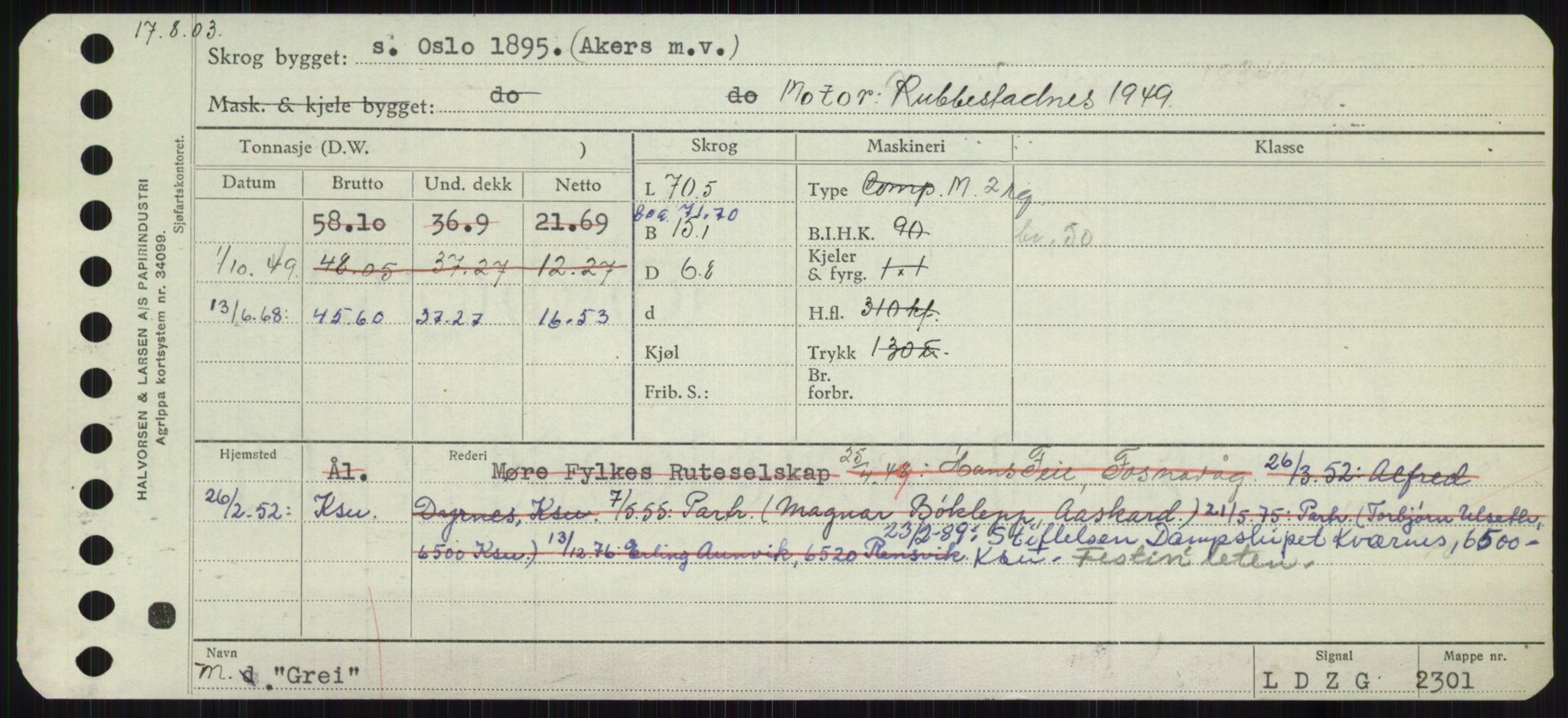 Sjøfartsdirektoratet med forløpere, Skipsmålingen, AV/RA-S-1627/H/Ha/L0002/0002: Fartøy, Eik-Hill / Fartøy, G-Hill, p. 235