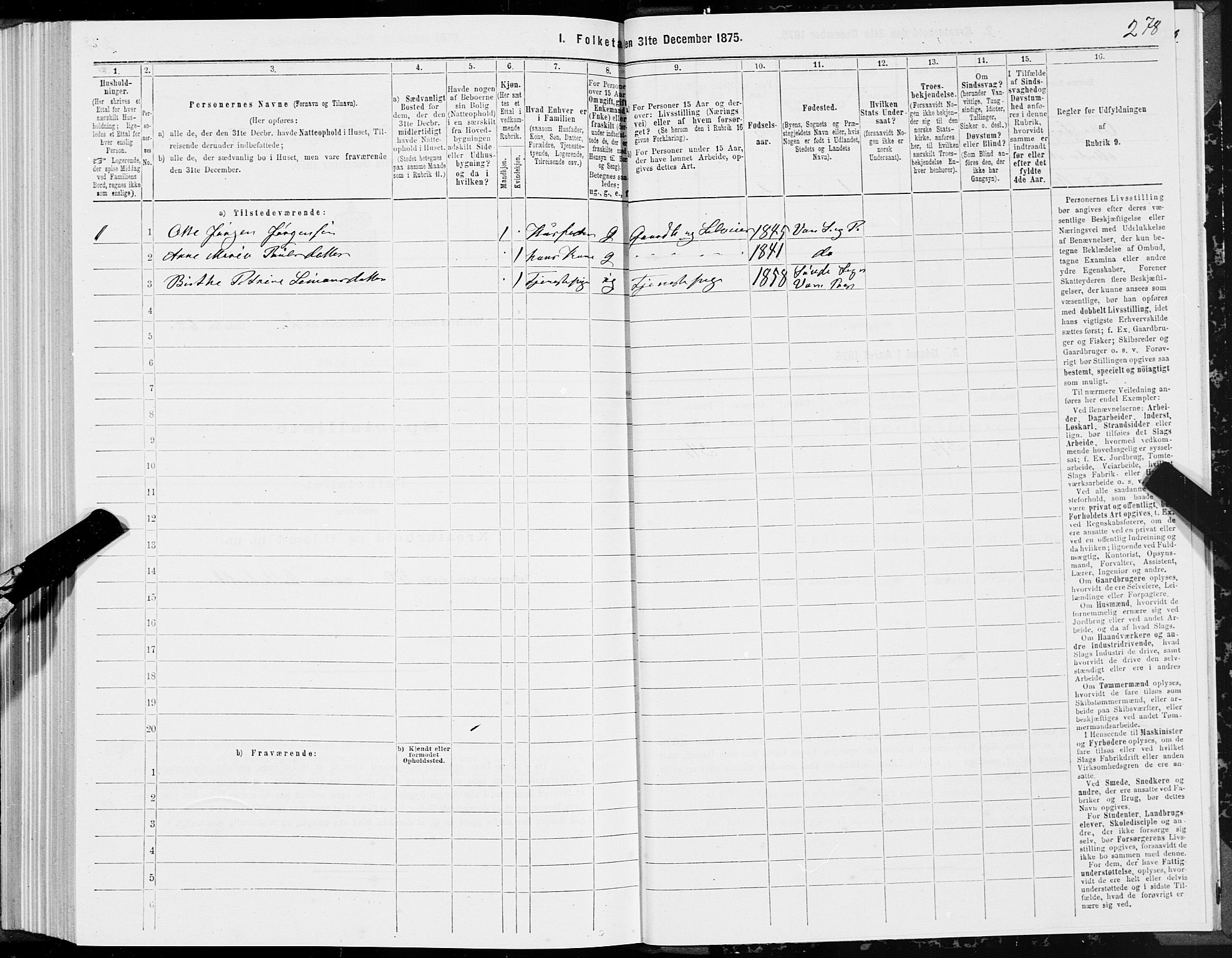 SAT, 1875 census for 1511P Vanylven, 1875, p. 1278