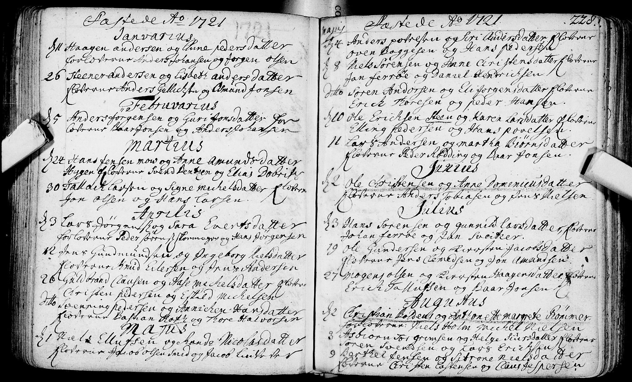 Bragernes kirkebøker, SAKO/A-6/F/Fa/L0003: Parish register (official) no. I 3, 1706-1734, p. 228