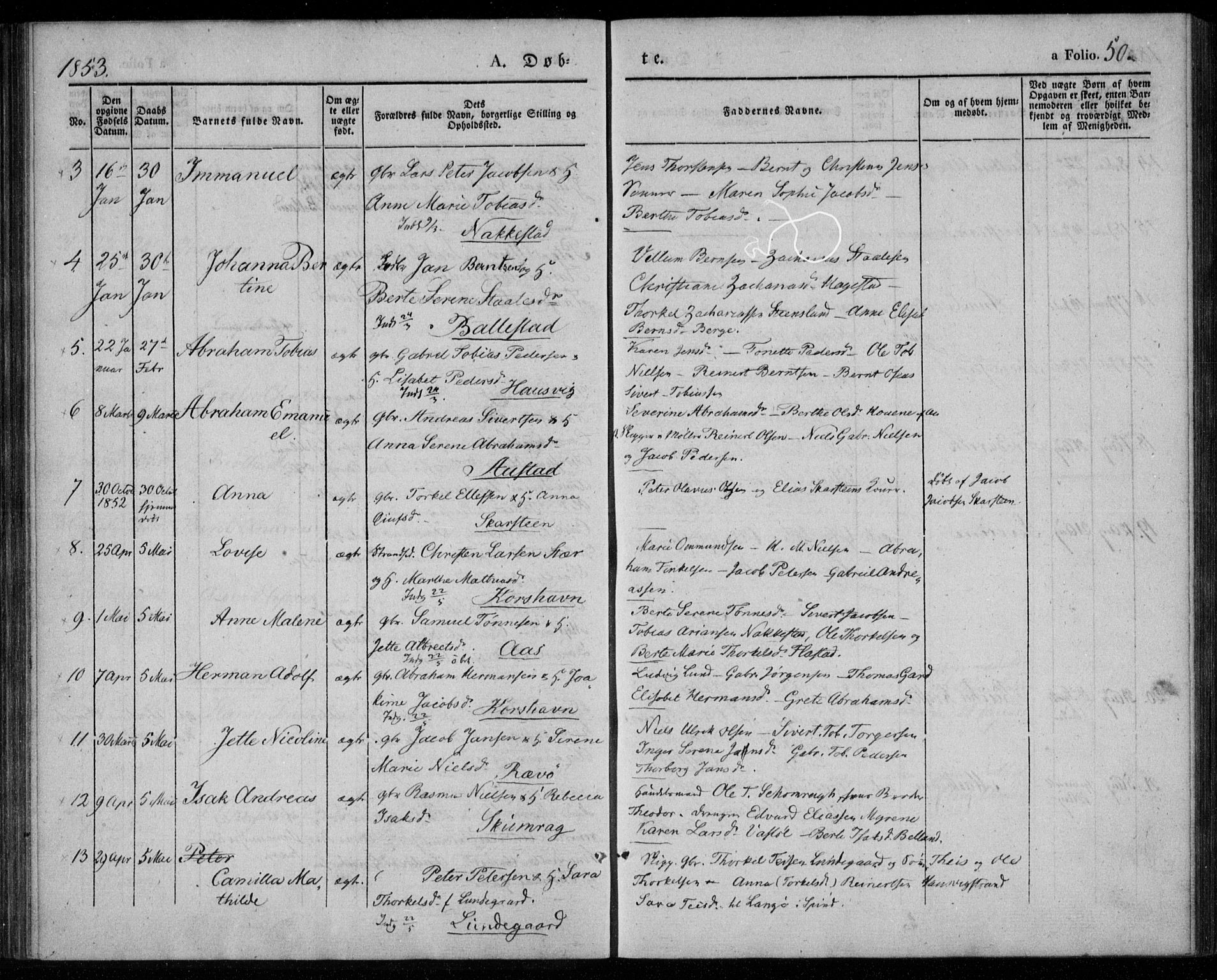 Lyngdal sokneprestkontor, AV/SAK-1111-0029/F/Fa/Faa/L0001: Parish register (official) no. A 1, 1837-1857, p. 50