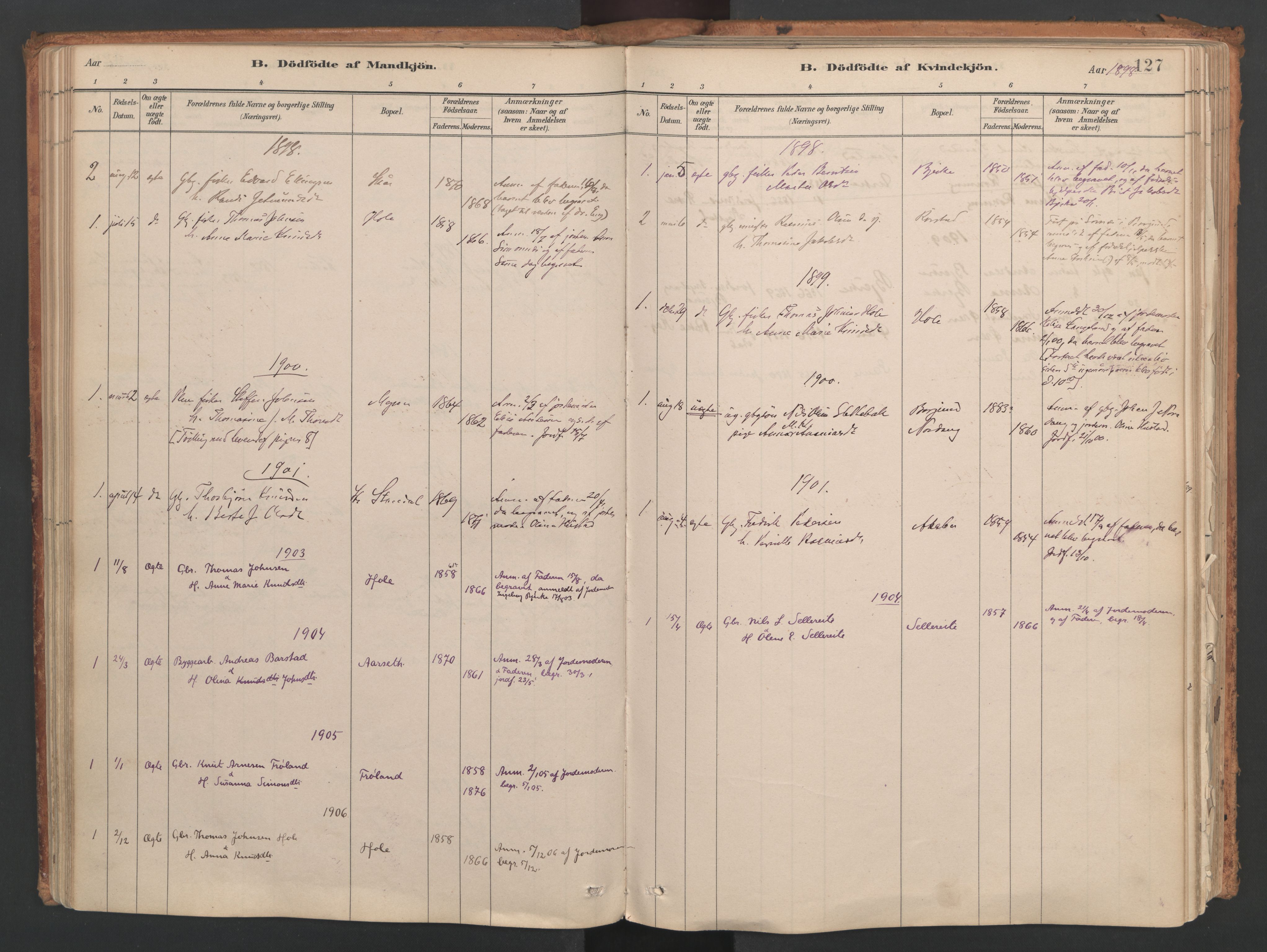 Ministerialprotokoller, klokkerbøker og fødselsregistre - Møre og Romsdal, AV/SAT-A-1454/515/L0211: Parish register (official) no. 515A07, 1886-1910, p. 127