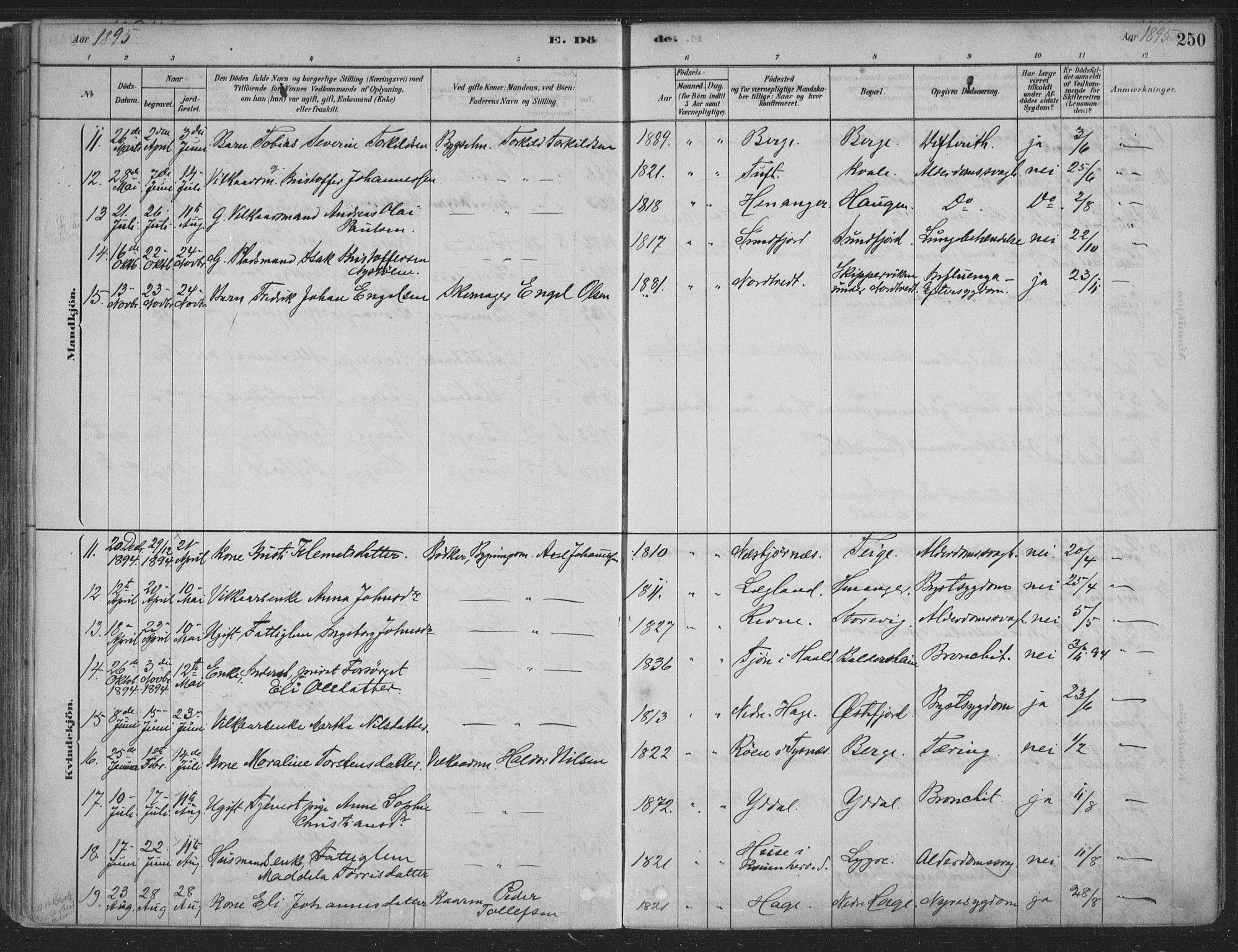 Fusa sokneprestembete, AV/SAB-A-75401/H/Haa: Parish register (official) no. D 1, 1880-1938, p. 250