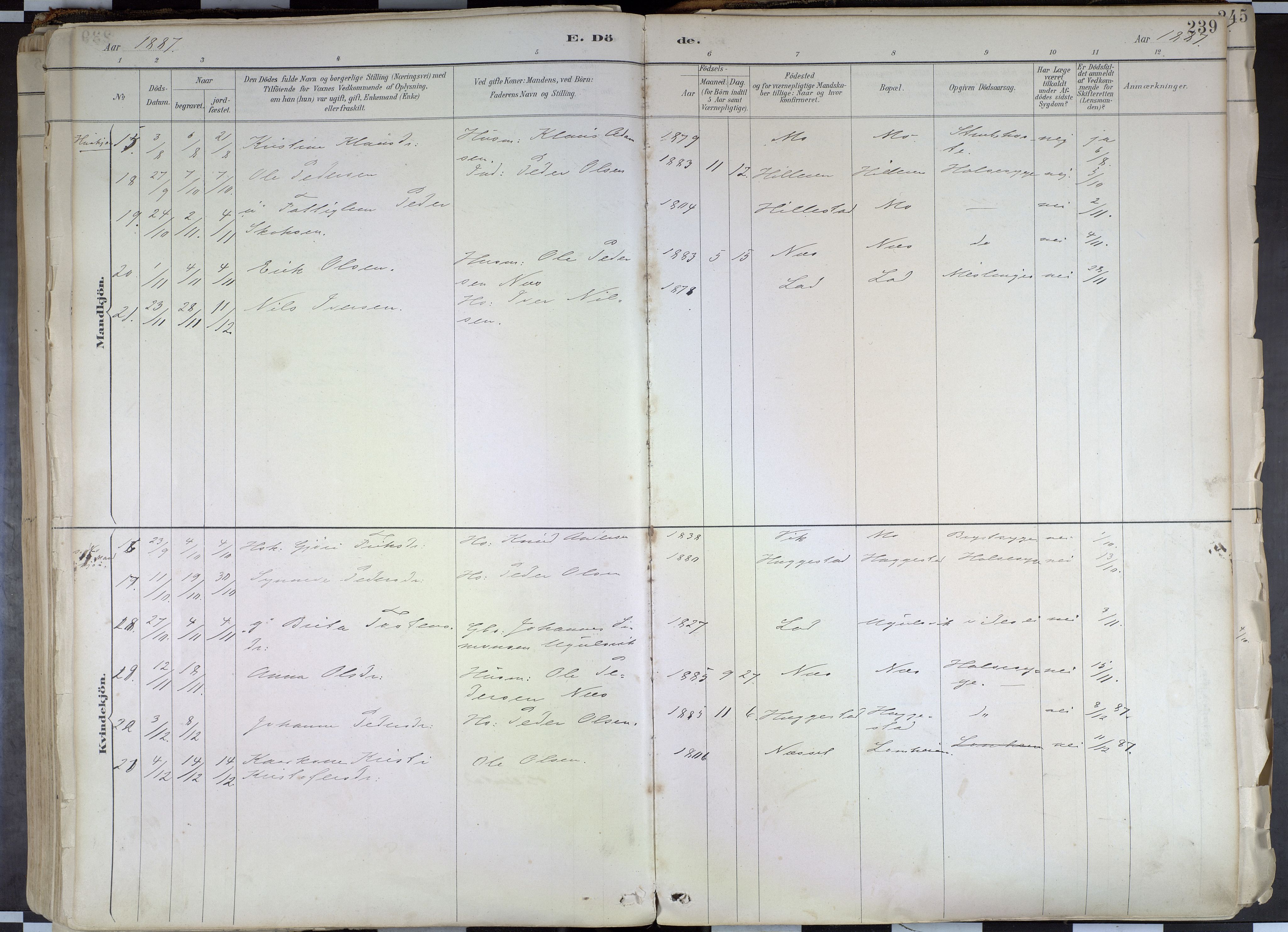 Hafslo sokneprestembete, AV/SAB-A-80301/H/Haa/Haab/L0001: Parish register (official) no. B 1, 1886-1945, p. 239