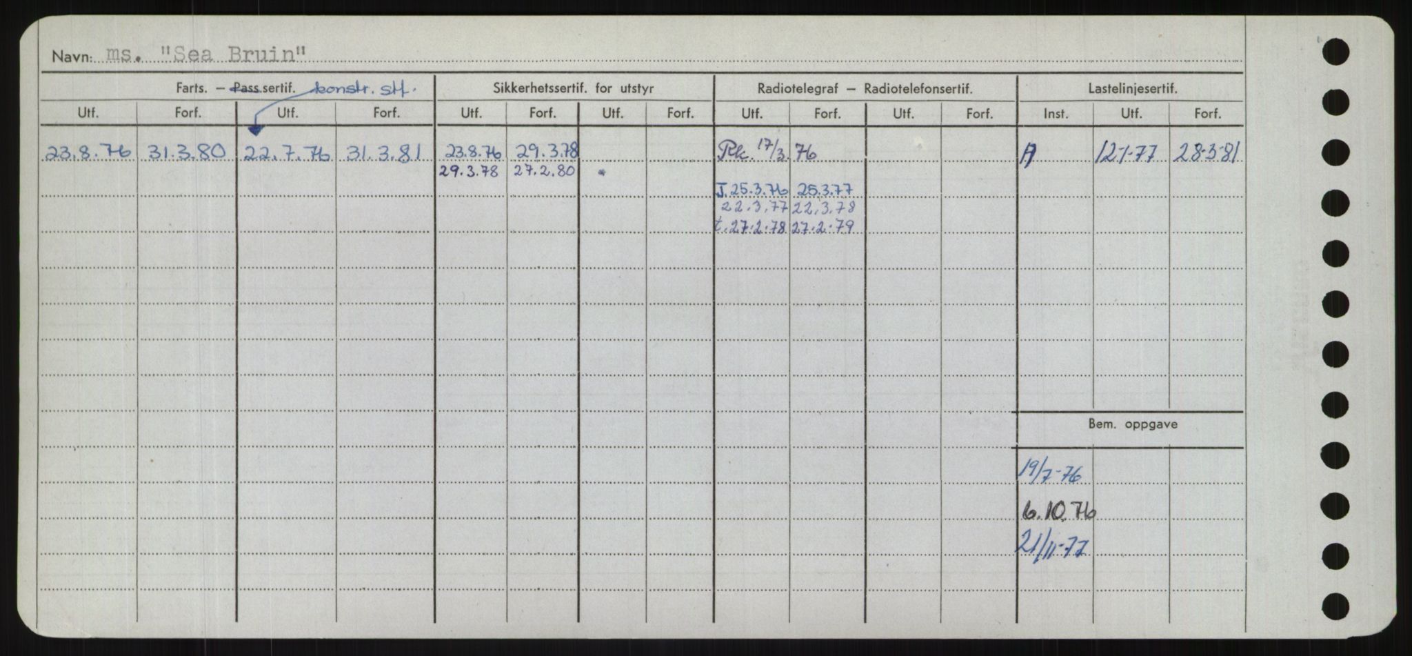 Sjøfartsdirektoratet med forløpere, Skipsmålingen, RA/S-1627/H/Hd/L0032: Fartøy, San-Seve, p. 266