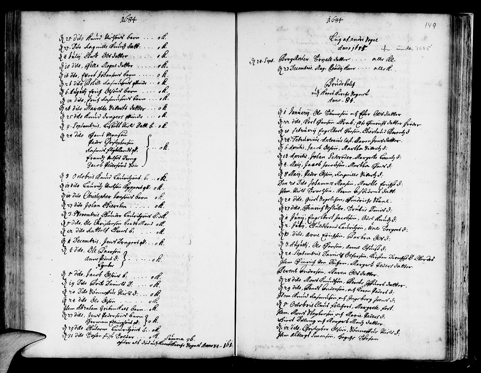 Korskirken sokneprestembete, SAB/A-76101/H/Haa/L0001: Parish register (official) no. A 1, 1674-1688, p. 149