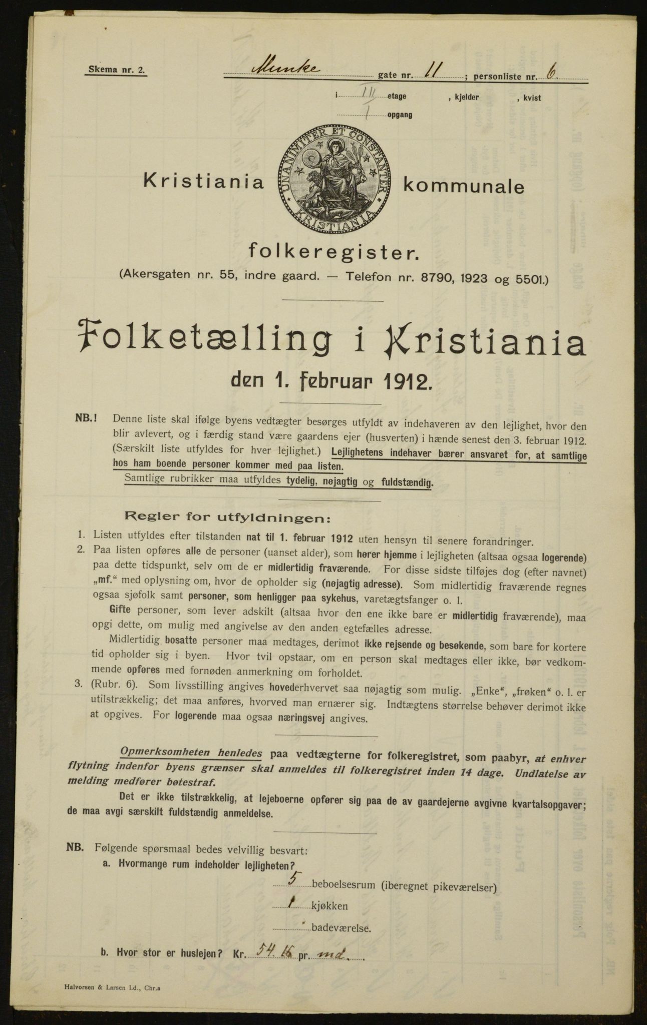 OBA, Municipal Census 1912 for Kristiania, 1912, p. 68620