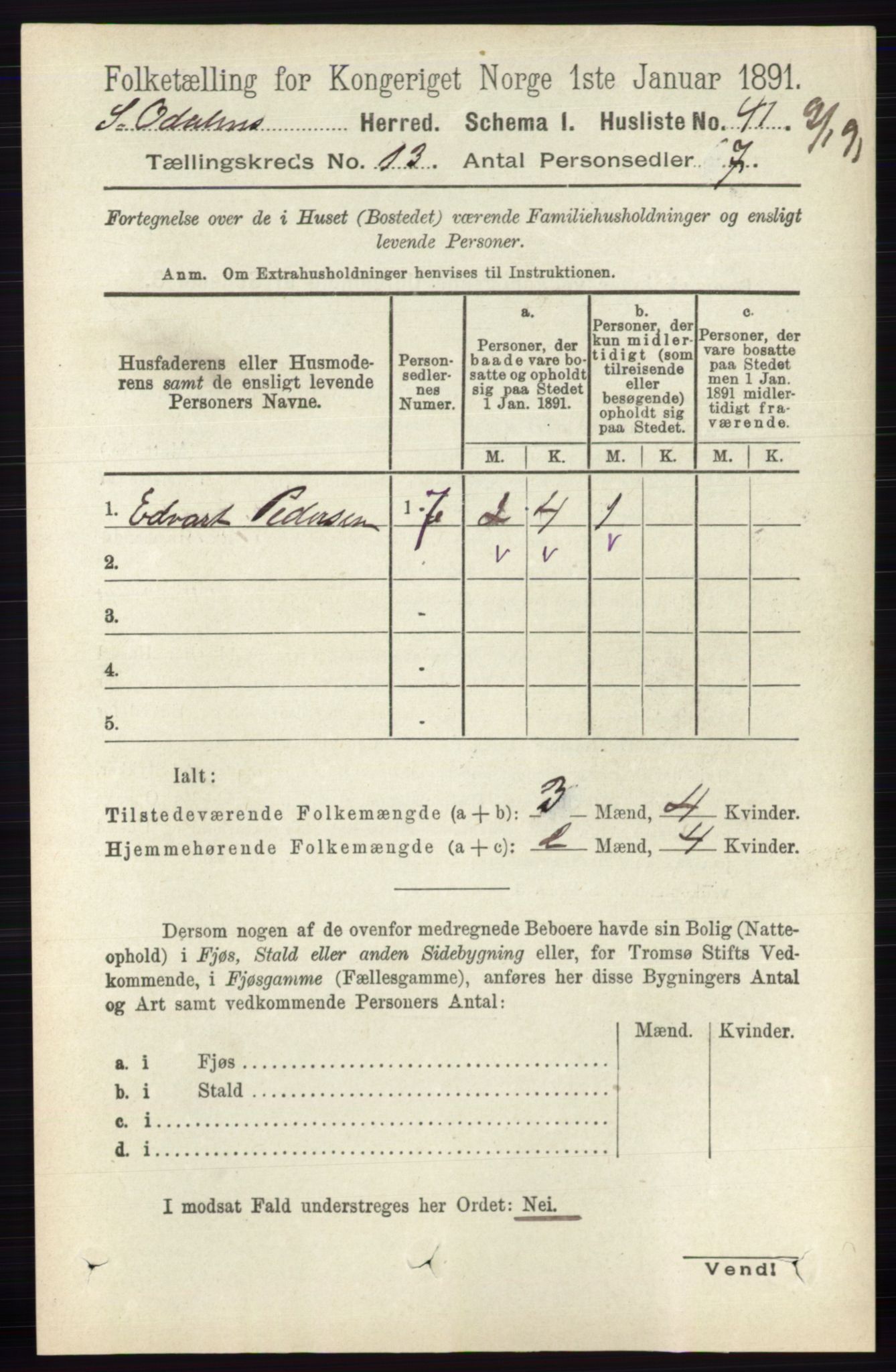 RA, 1891 census for 0419 Sør-Odal, 1891, p. 5547