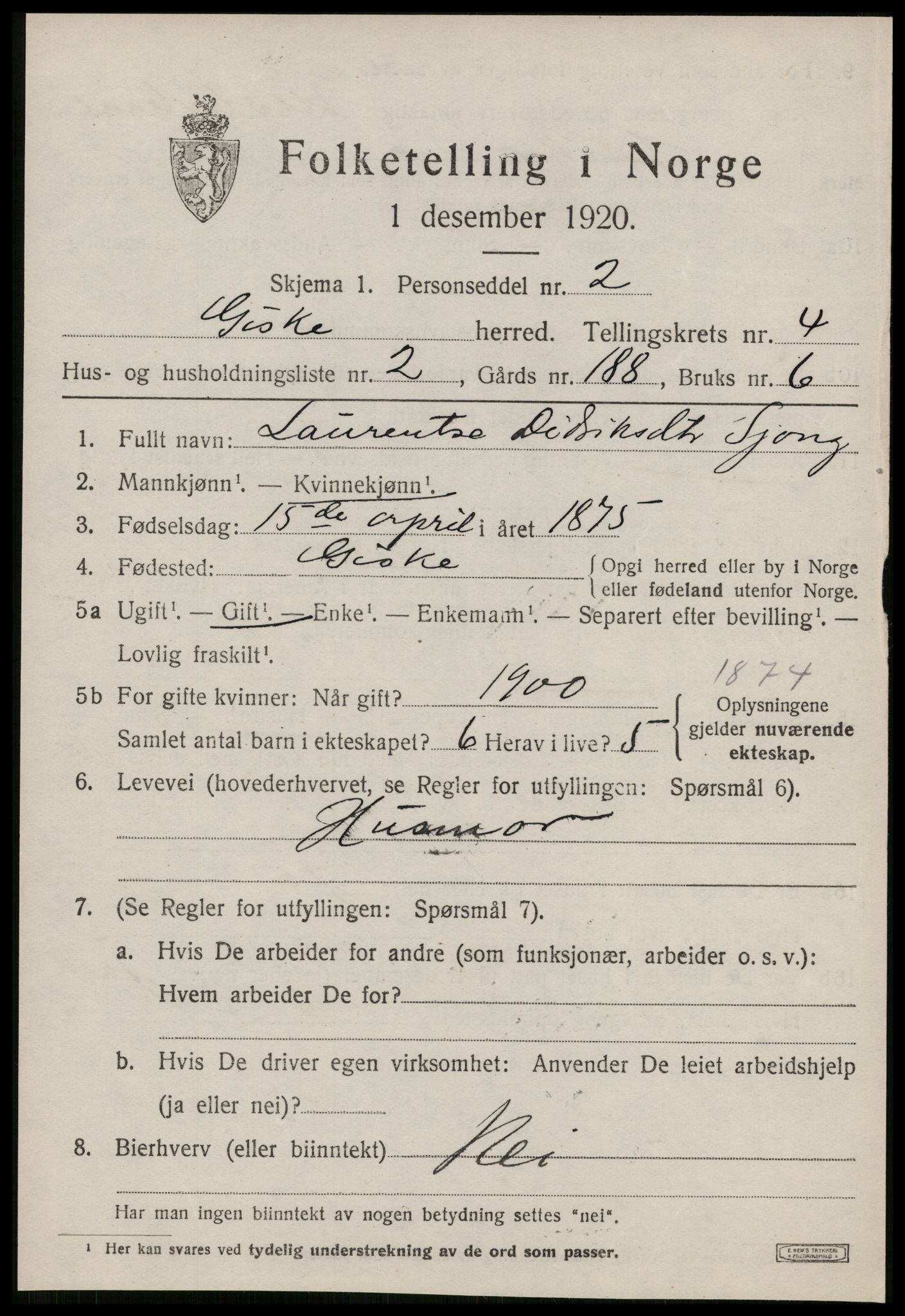 SAT, 1920 census for Giske, 1920, p. 2648