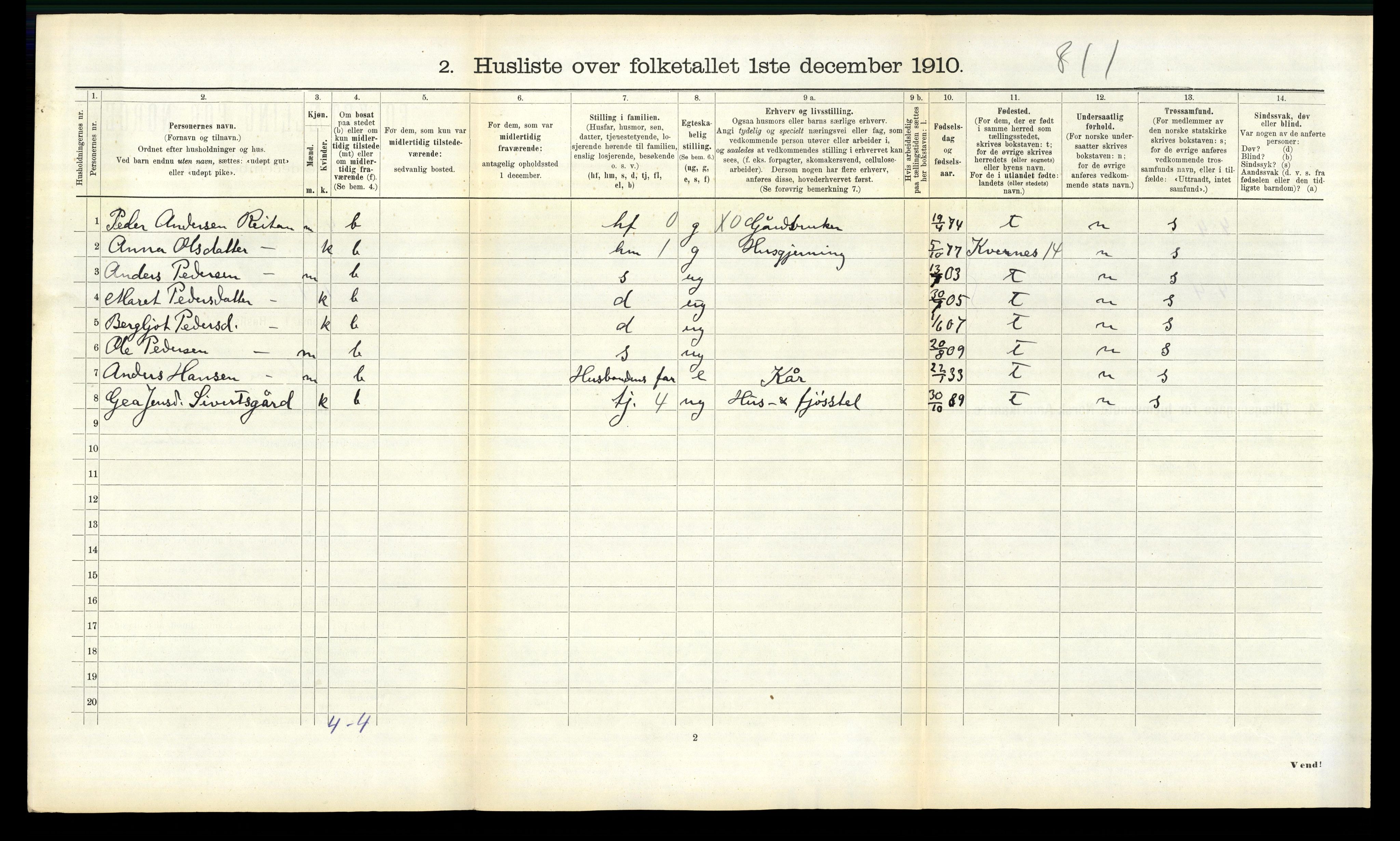 RA, 1910 census for Ålen, 1910, p. 322