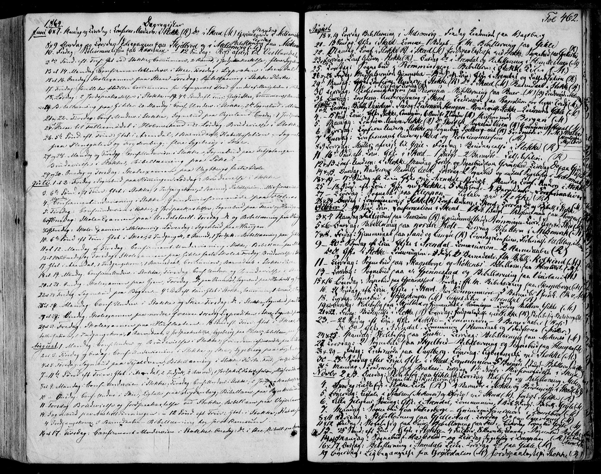 Stokke kirkebøker, AV/SAKO-A-320/F/Fa/L0008: Parish register (official) no. I 8, 1858-1871, p. 462
