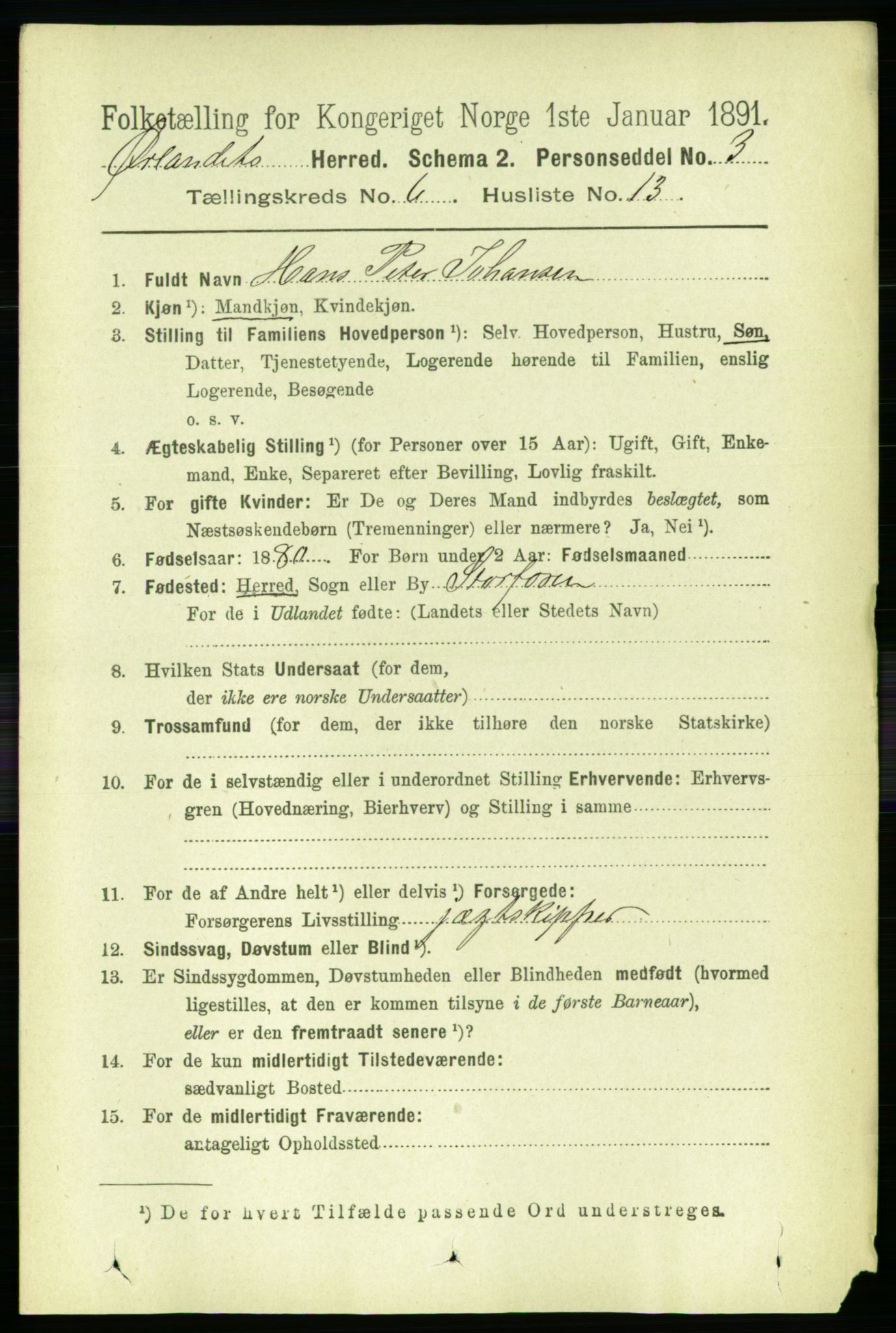 RA, 1891 census for 1621 Ørland, 1891, p. 1925