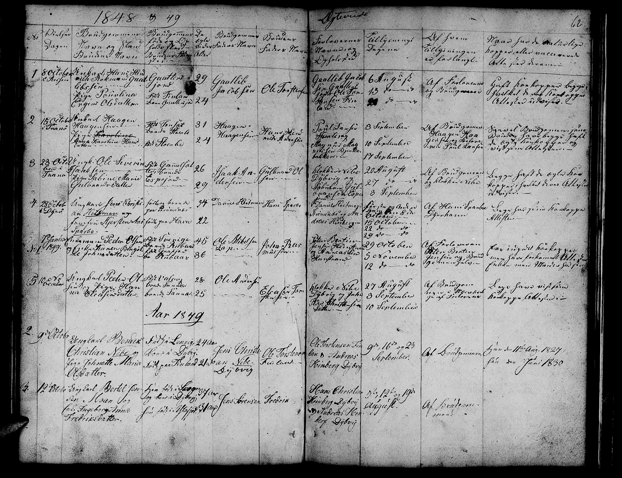 Tranøy sokneprestkontor, SATØ/S-1313/I/Ia/Iab/L0011klokker: Parish register (copy) no. 11, 1845-1859, p. 62