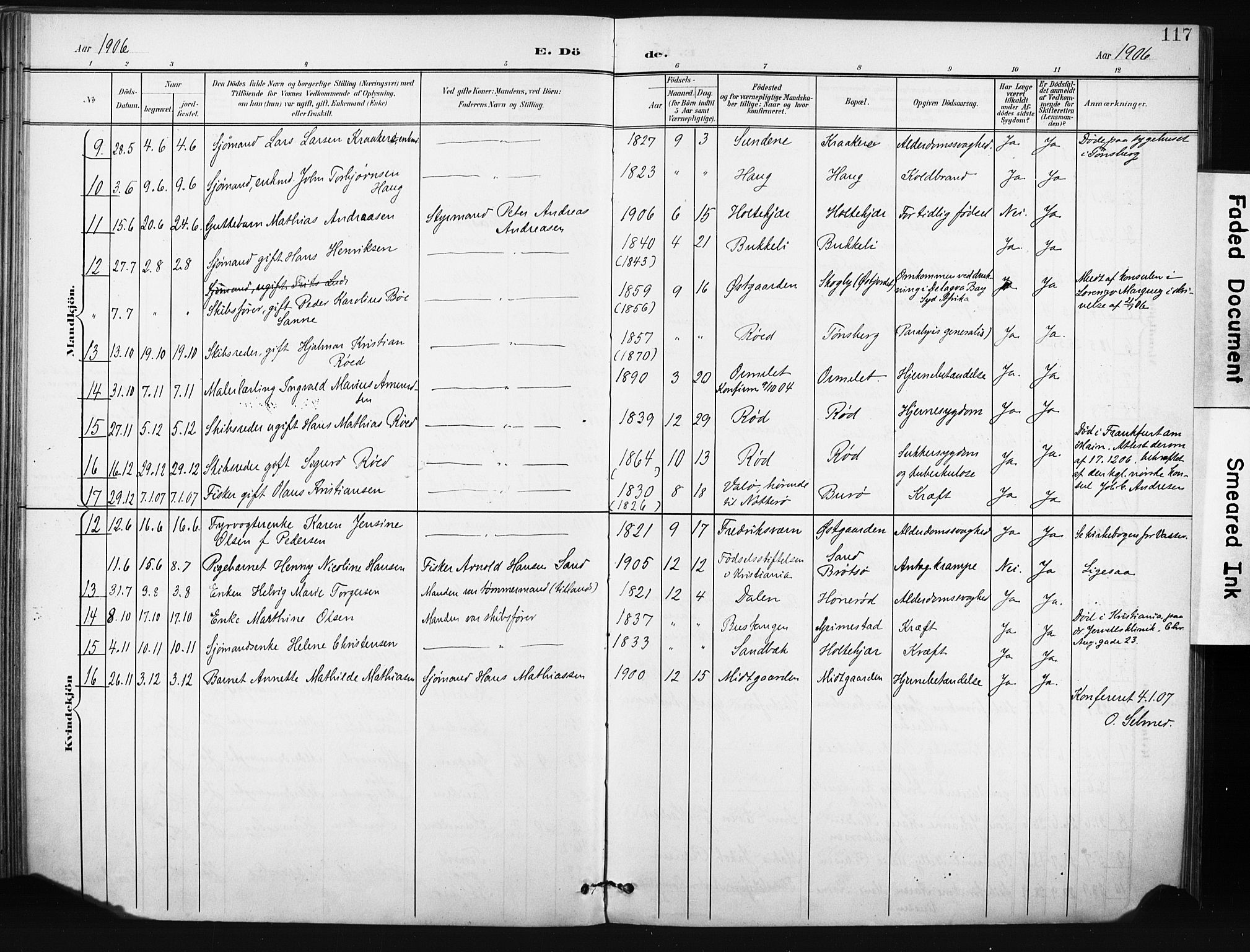 Tjøme kirkebøker, AV/SAKO-A-328/F/Fa/L0005: Parish register (official) no. I 5, 1901-1909, p. 117