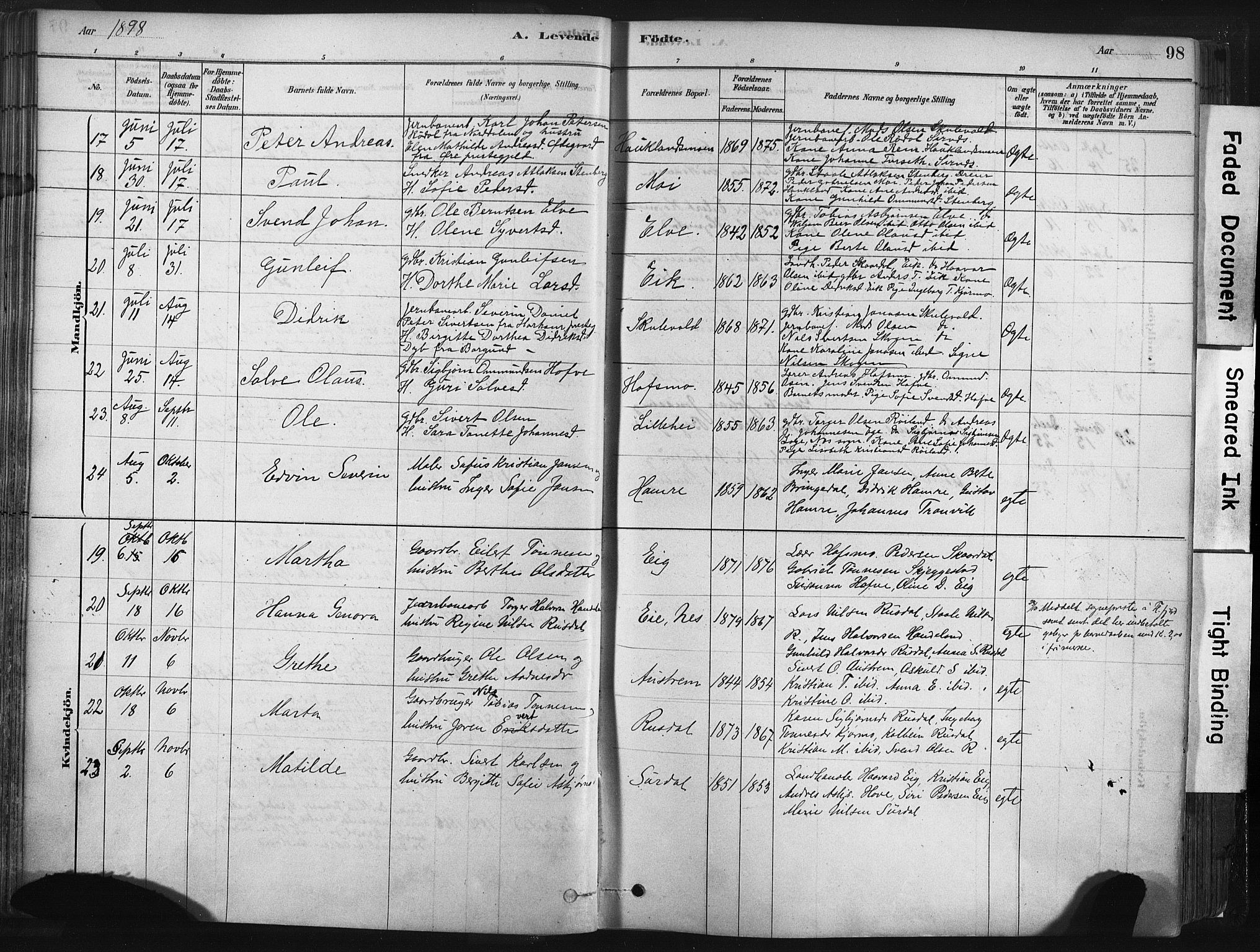 Lund sokneprestkontor, AV/SAST-A-101809/S06/L0011: Parish register (official) no. A 10, 1877-1904, p. 98