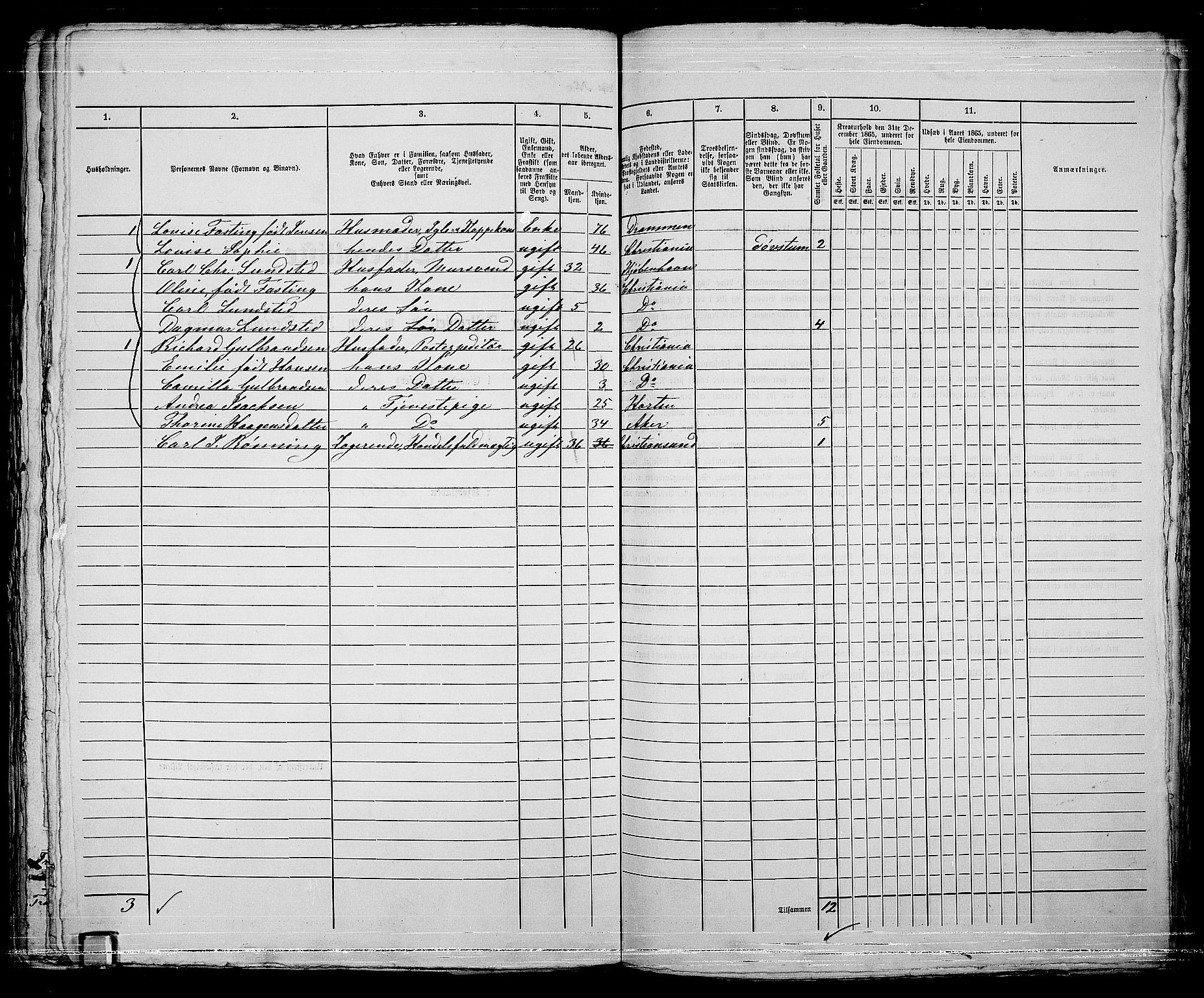 RA, 1865 census for Kristiania, 1865, p. 5330