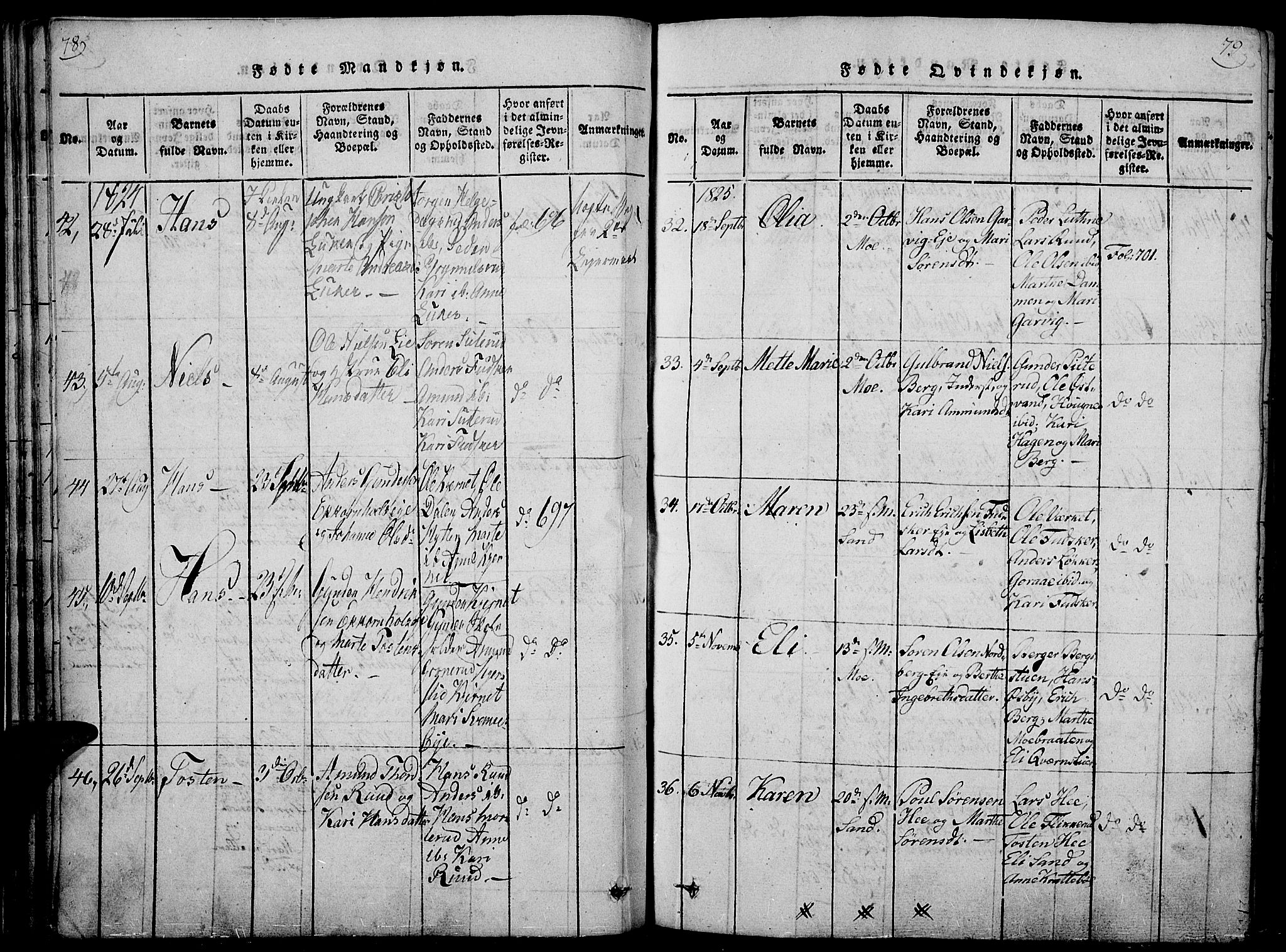 Nord-Odal prestekontor, AV/SAH-PREST-032/H/Ha/Haa/L0001: Parish register (official) no. 1, 1819-1838, p. 78-79