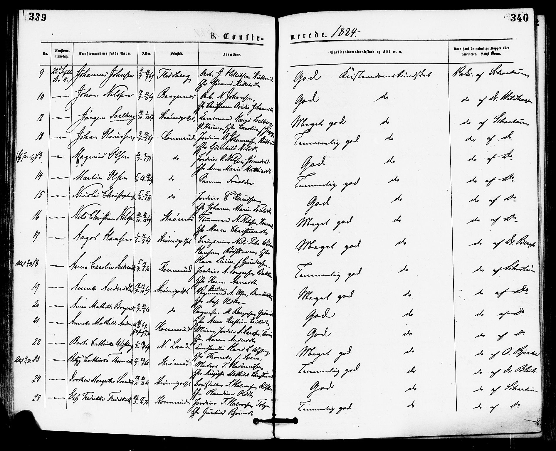 Skoger kirkebøker, AV/SAKO-A-59/F/Fa/L0005: Parish register (official) no. I 5, 1873-1884, p. 339-340