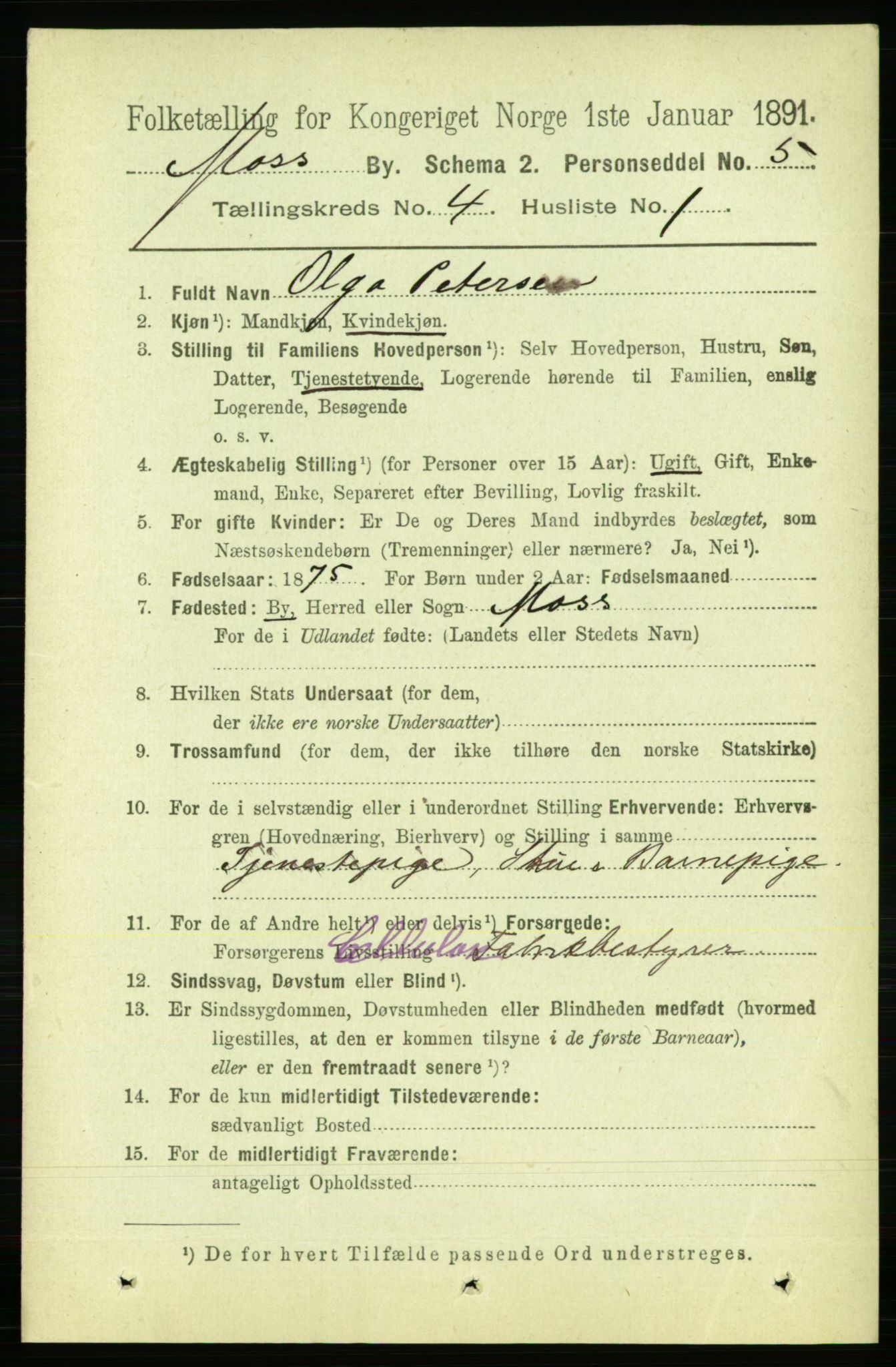 RA, 1891 census for 0104 Moss, 1891, p. 2664