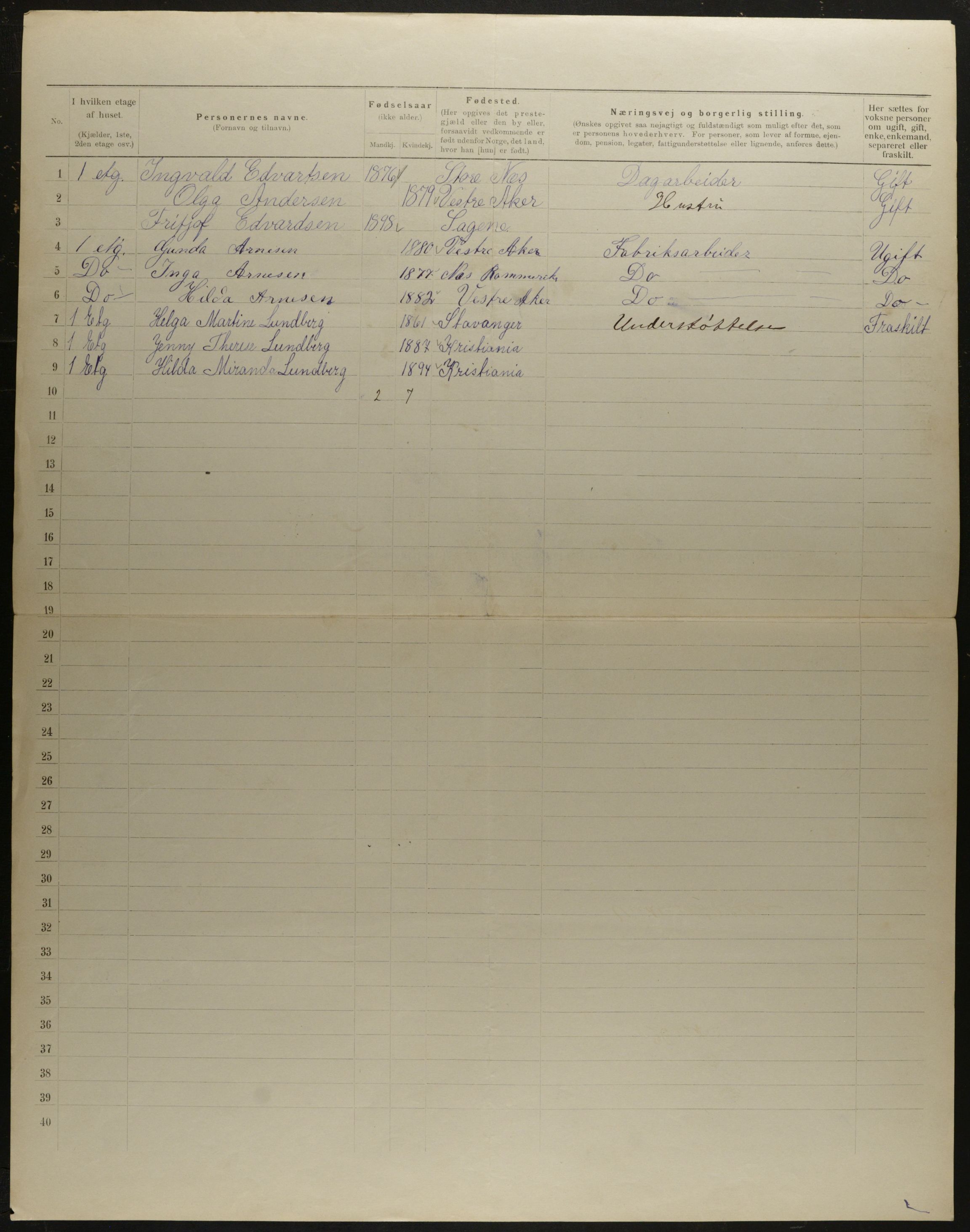 OBA, Municipal Census 1901 for Kristiania, 1901, p. 10076