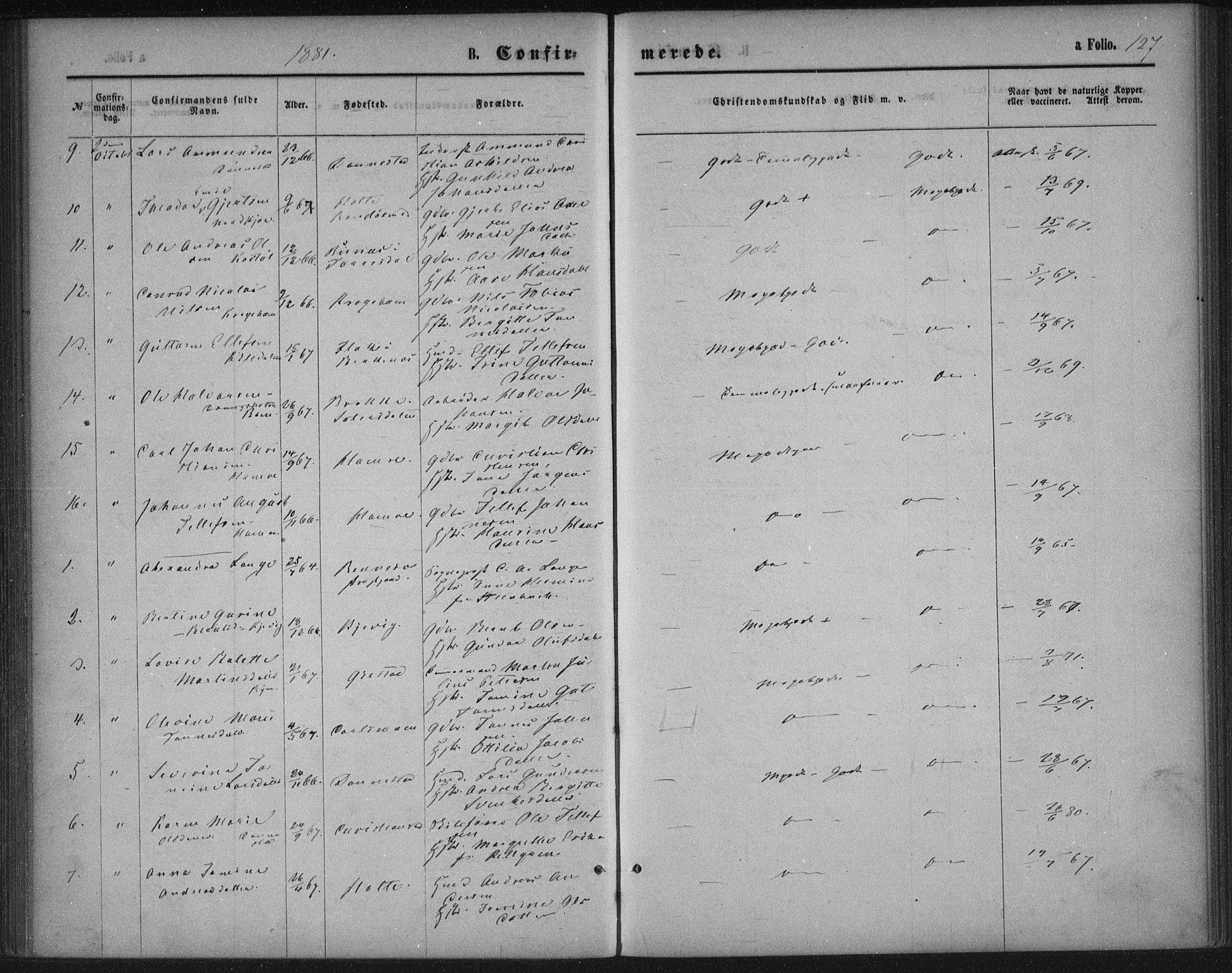 Tveit sokneprestkontor, AV/SAK-1111-0043/F/Fa/L0006: Parish register (official) no. A 6, 1872-1886, p. 127