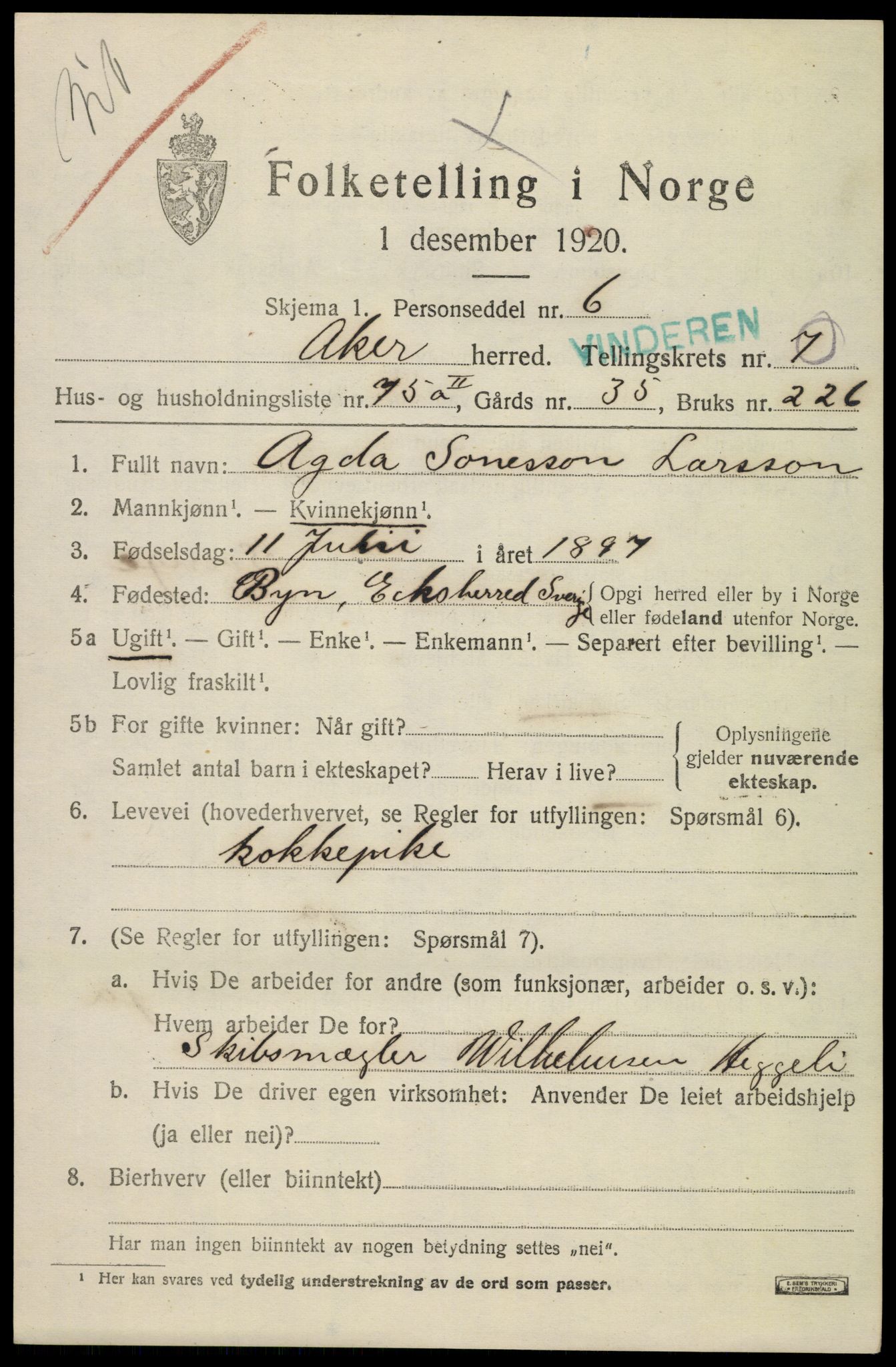 SAO, 1920 census for Aker, 1920, p. 48272