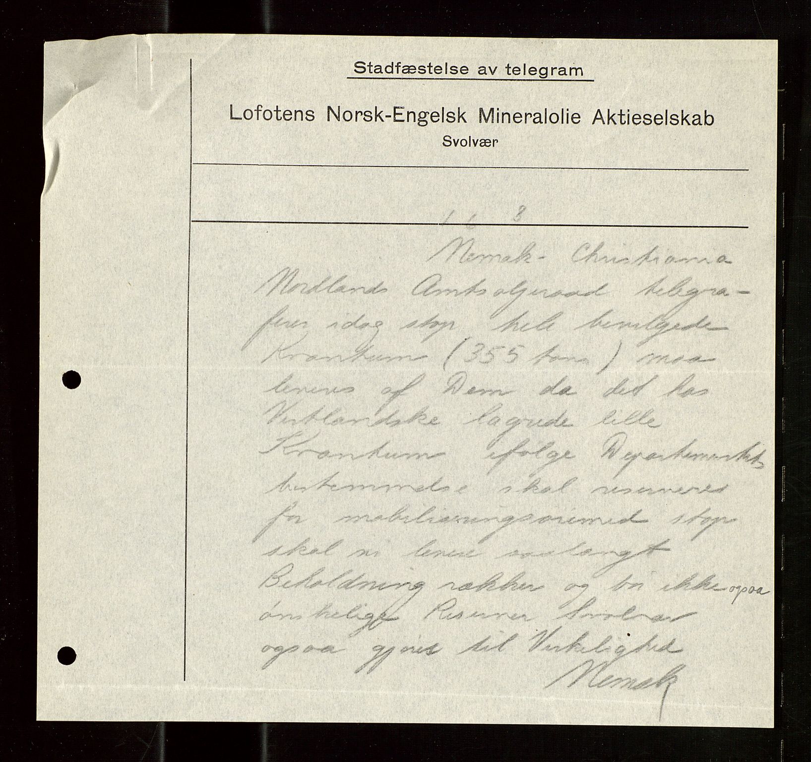 Pa 1521 - A/S Norske Shell, AV/SAST-A-101915/E/Ea/Eaa/L0022: Sjefskorrespondanse, 1918, p. 13