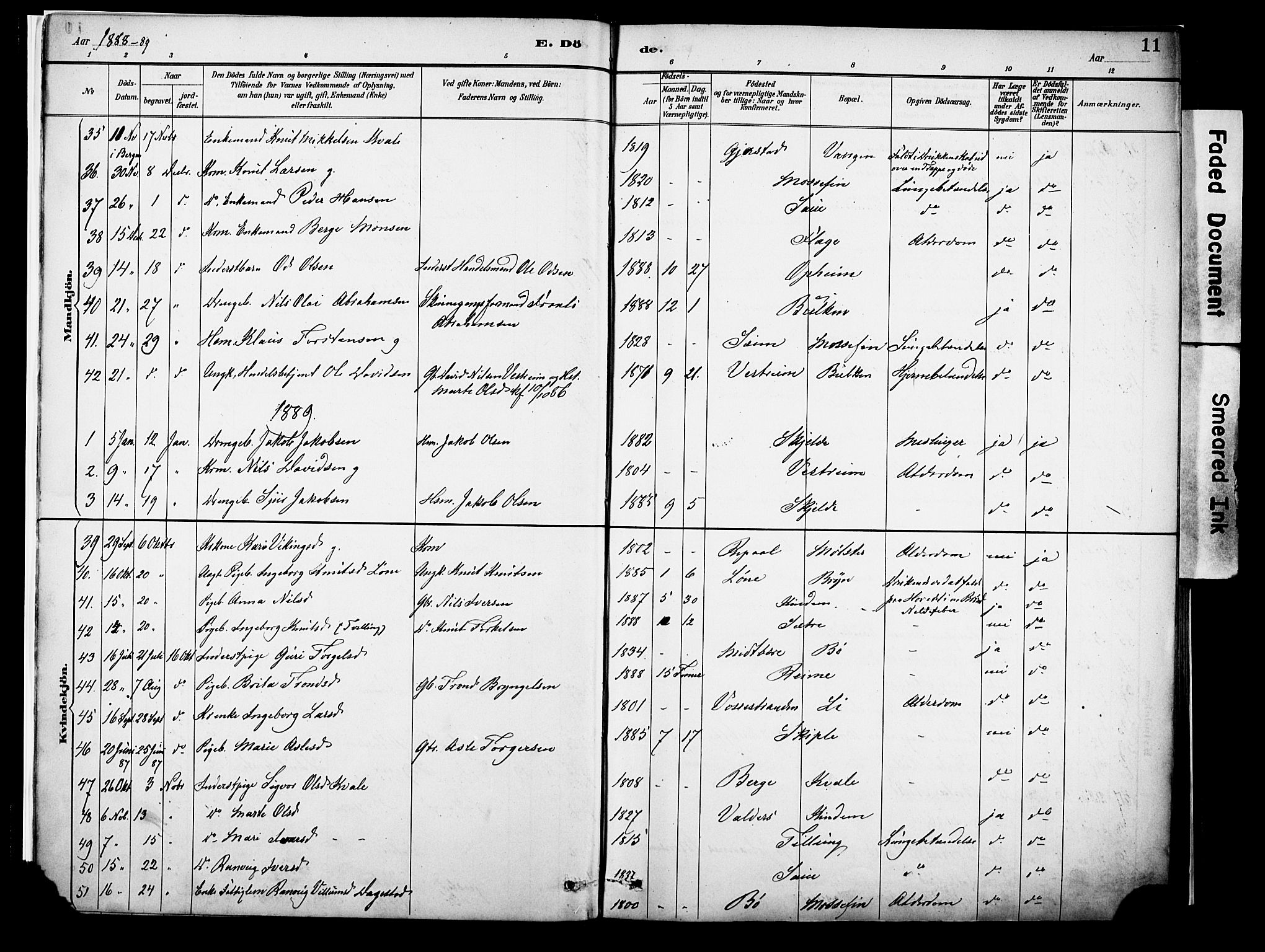 Voss sokneprestembete, SAB/A-79001/H/Haa: Parish register (official) no. A 22, 1887-1909, p. 11