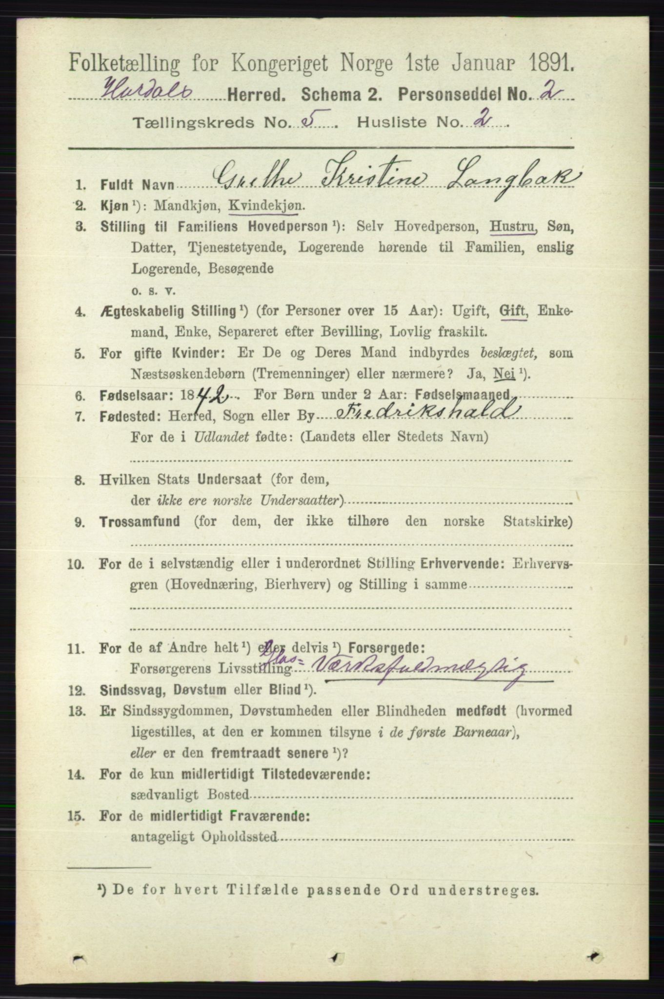 RA, 1891 census for 0239 Hurdal, 1891, p. 2024