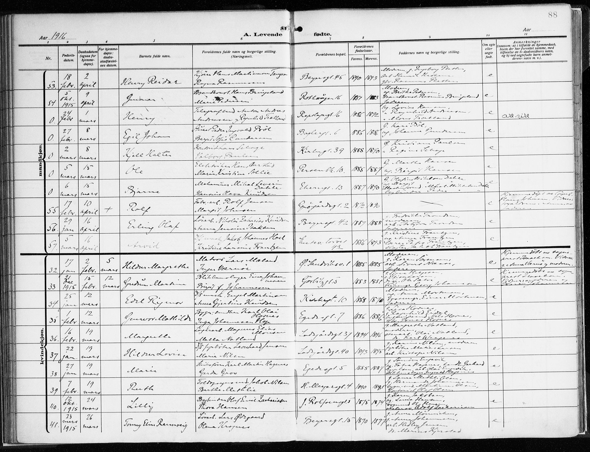 Sandviken Sokneprestembete, AV/SAB-A-77601/H/Ha/L0007: Parish register (official) no. B 4, 1912-1924, p. 88