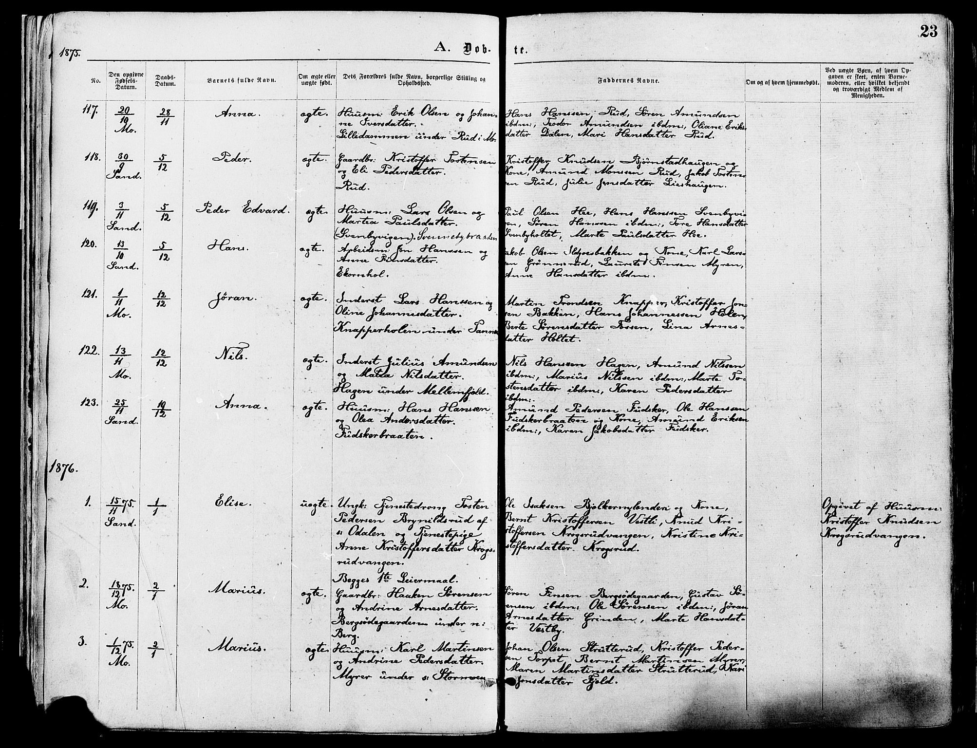 Nord-Odal prestekontor, AV/SAH-PREST-032/H/Ha/Haa/L0005: Parish register (official) no. 5, 1874-1885, p. 23