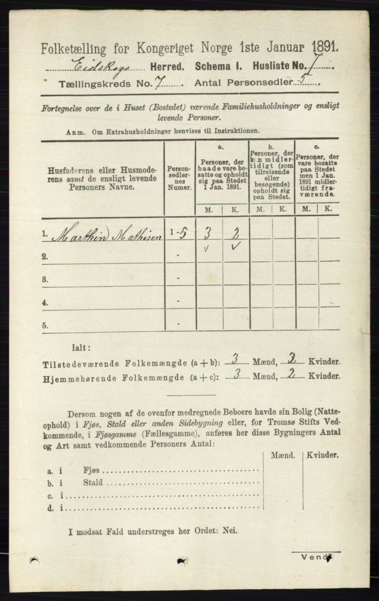 RA, 1891 census for 0420 Eidskog, 1891, p. 3557