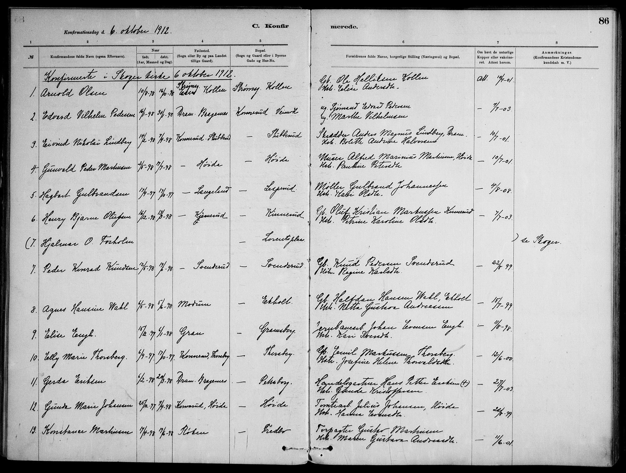 Skoger kirkebøker, AV/SAKO-A-59/F/Fb/L0001: Parish register (official) no. II 1, 1885-1913, p. 86