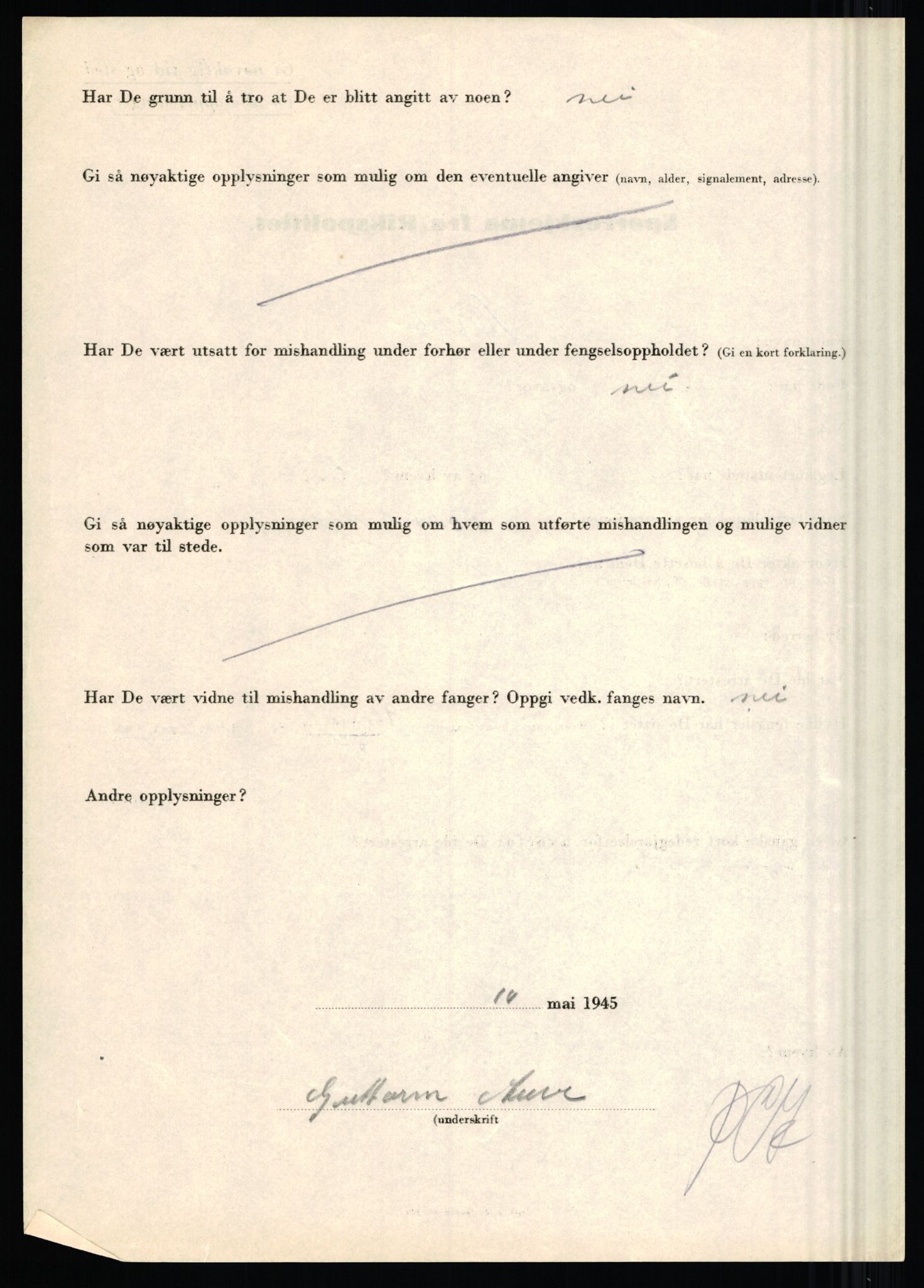 Rikspolitisjefen, AV/RA-S-1560/L/L0001: Abelseth, Rudolf - Berentsen, Odd, 1940-1945, p. 1054