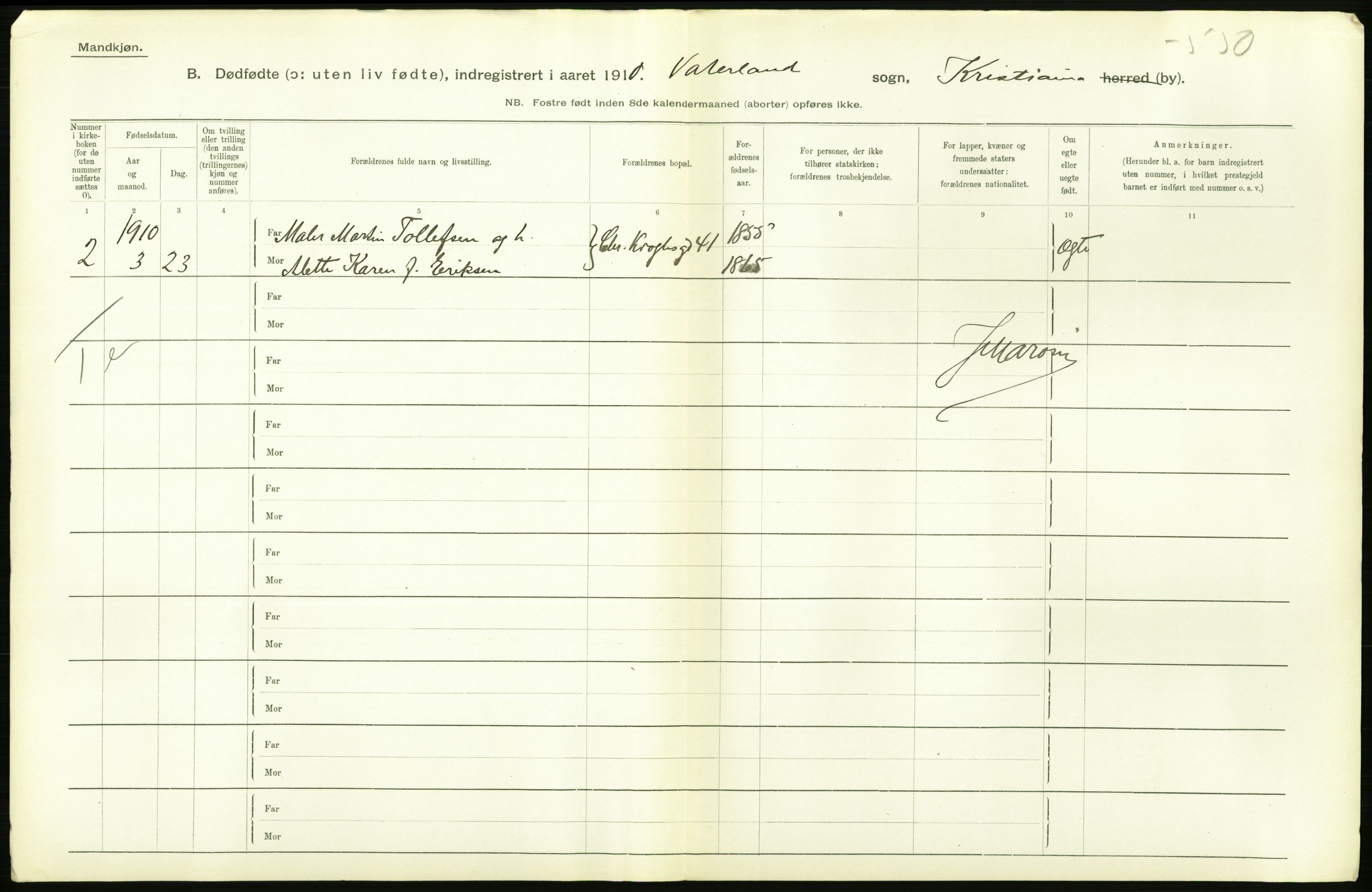 Statistisk sentralbyrå, Sosiodemografiske emner, Befolkning, AV/RA-S-2228/D/Df/Dfa/Dfah/L0009: Kristiania: Gifte og dødfødte., 1910, p. 806