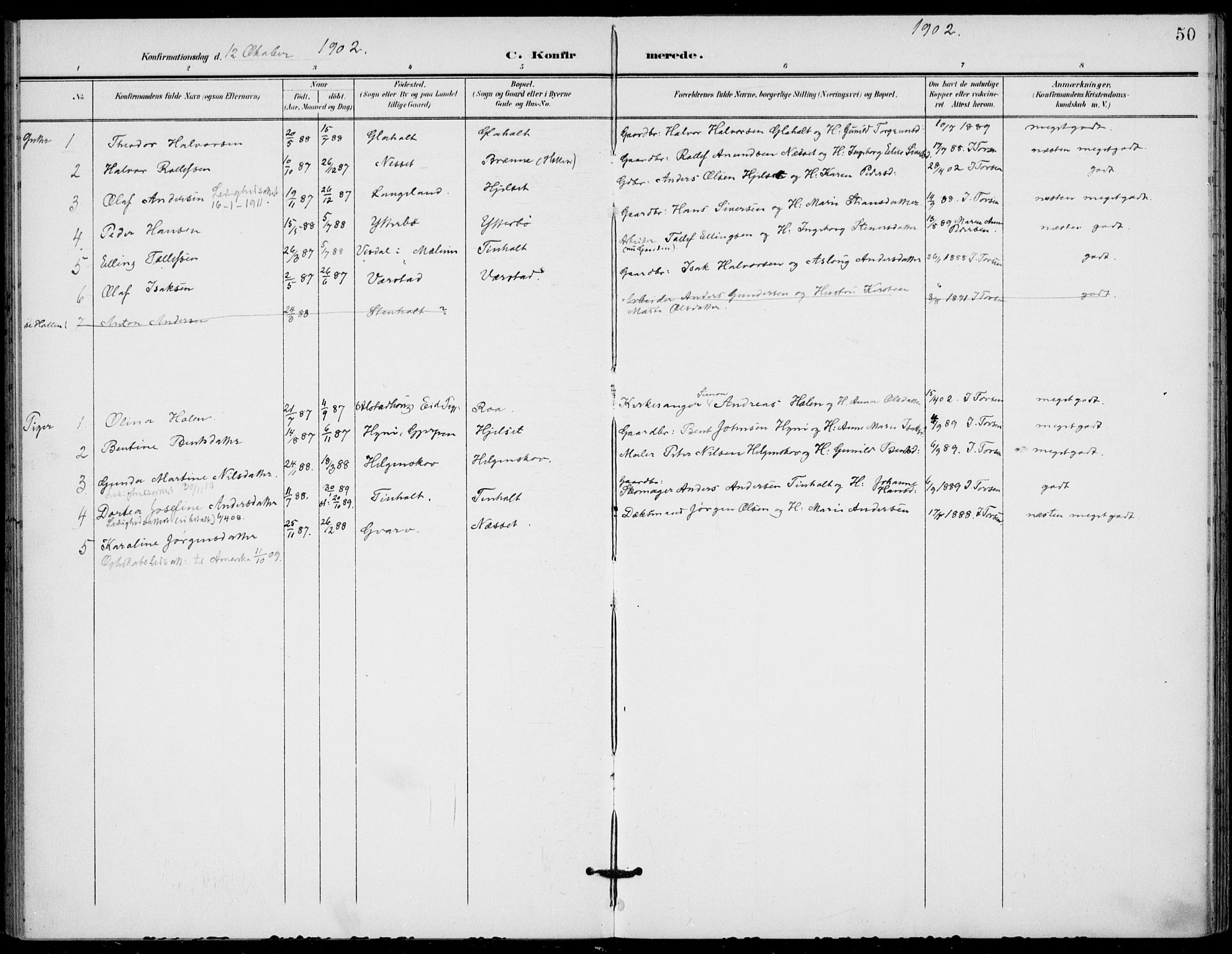 Holla kirkebøker, AV/SAKO-A-272/F/Fa/L0011: Parish register (official) no. 11, 1897-1928, p. 50