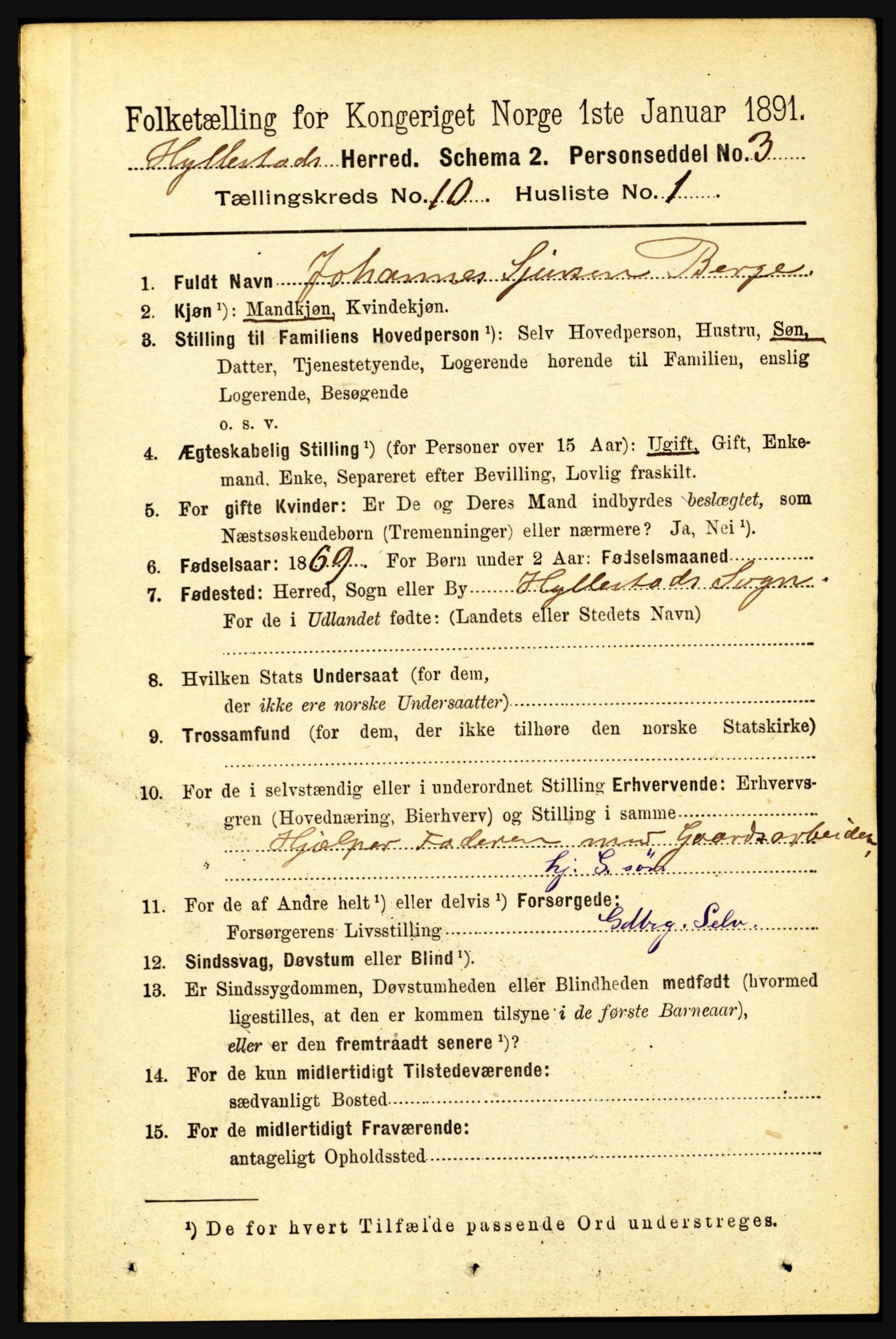 RA, 1891 census for 1413 Hyllestad, 1891, p. 1679