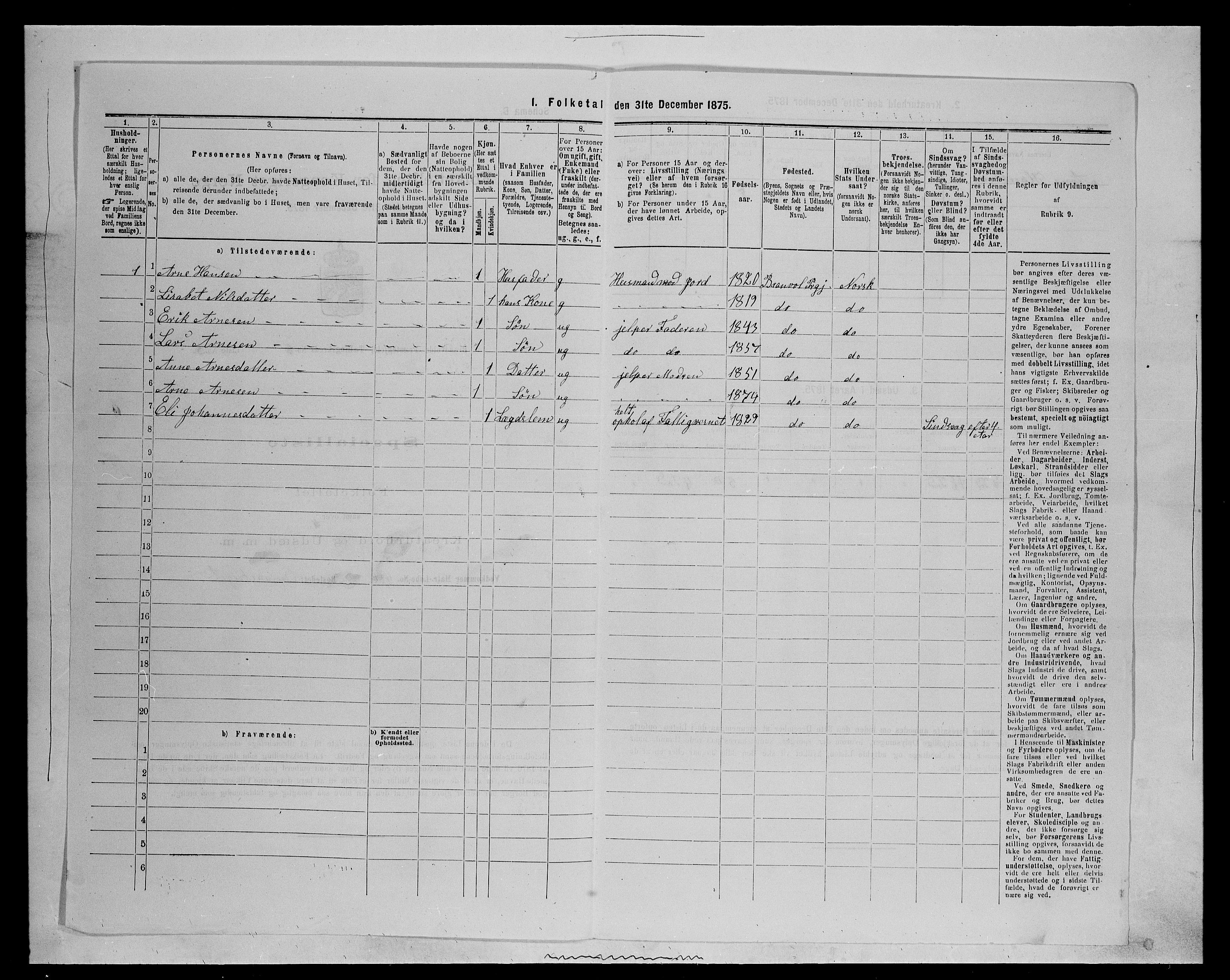 SAH, 1875 census for 0422P Brandval, 1875, p. 1017