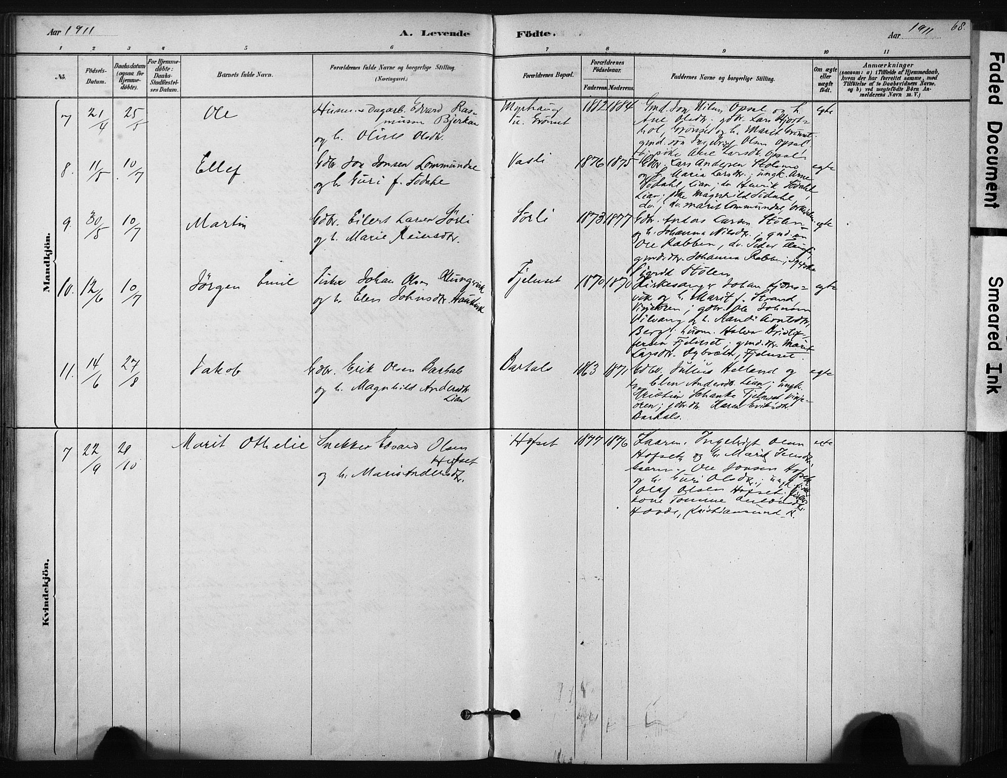 Ministerialprotokoller, klokkerbøker og fødselsregistre - Sør-Trøndelag, AV/SAT-A-1456/631/L0512: Parish register (official) no. 631A01, 1879-1912, p. 68