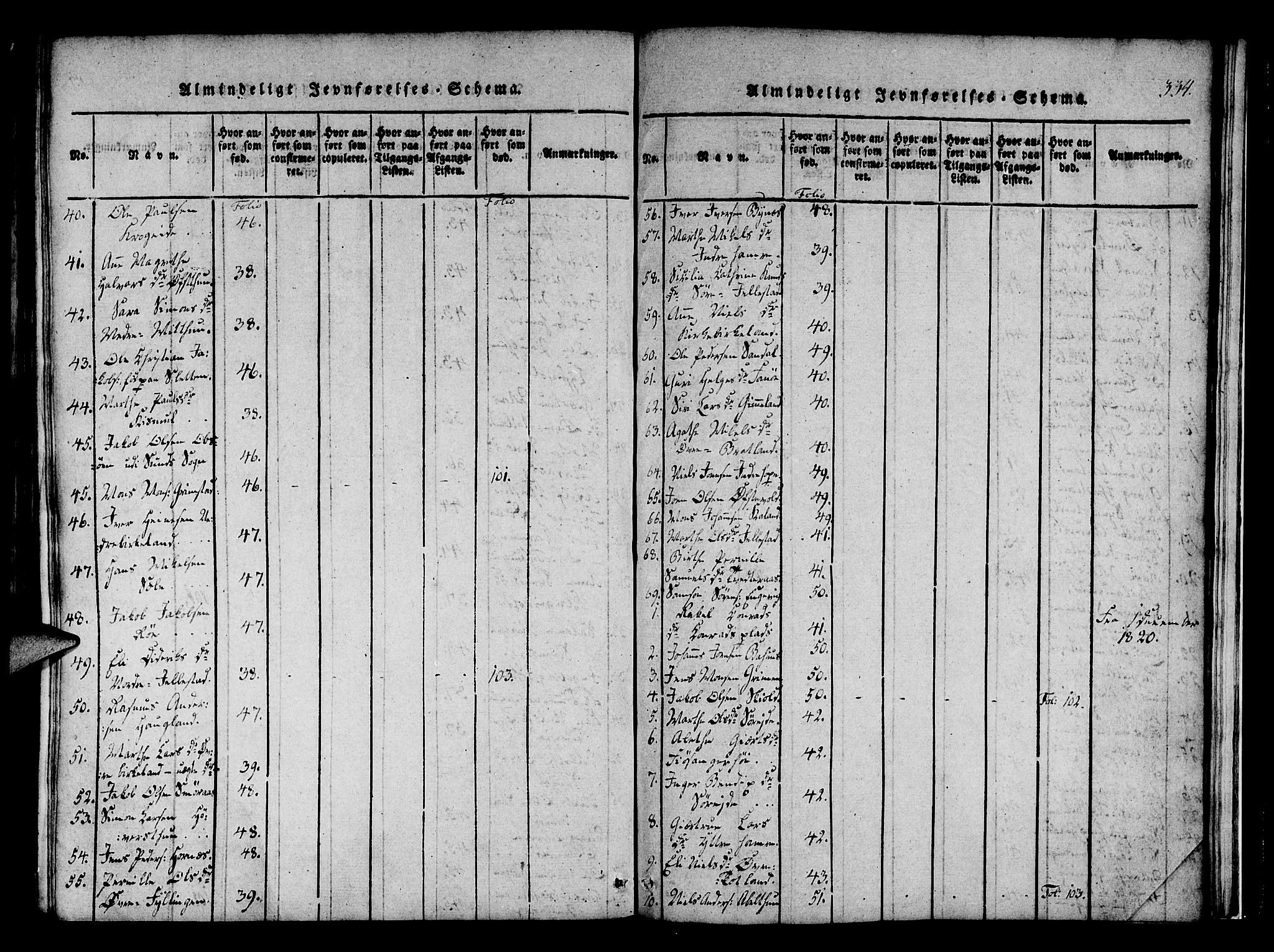 Fana Sokneprestembete, AV/SAB-A-75101/H/Haa/Haaa/L0007: Parish register (official) no. A 7, 1816-1828, p. 334