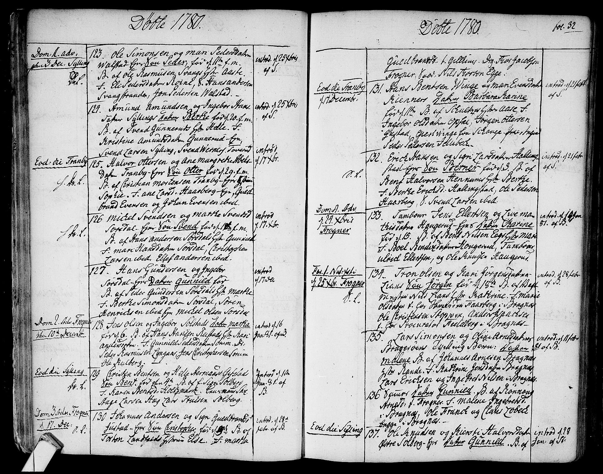 Lier kirkebøker, SAKO/A-230/F/Fa/L0006: Parish register (official) no. I 6, 1777-1794, p. 32