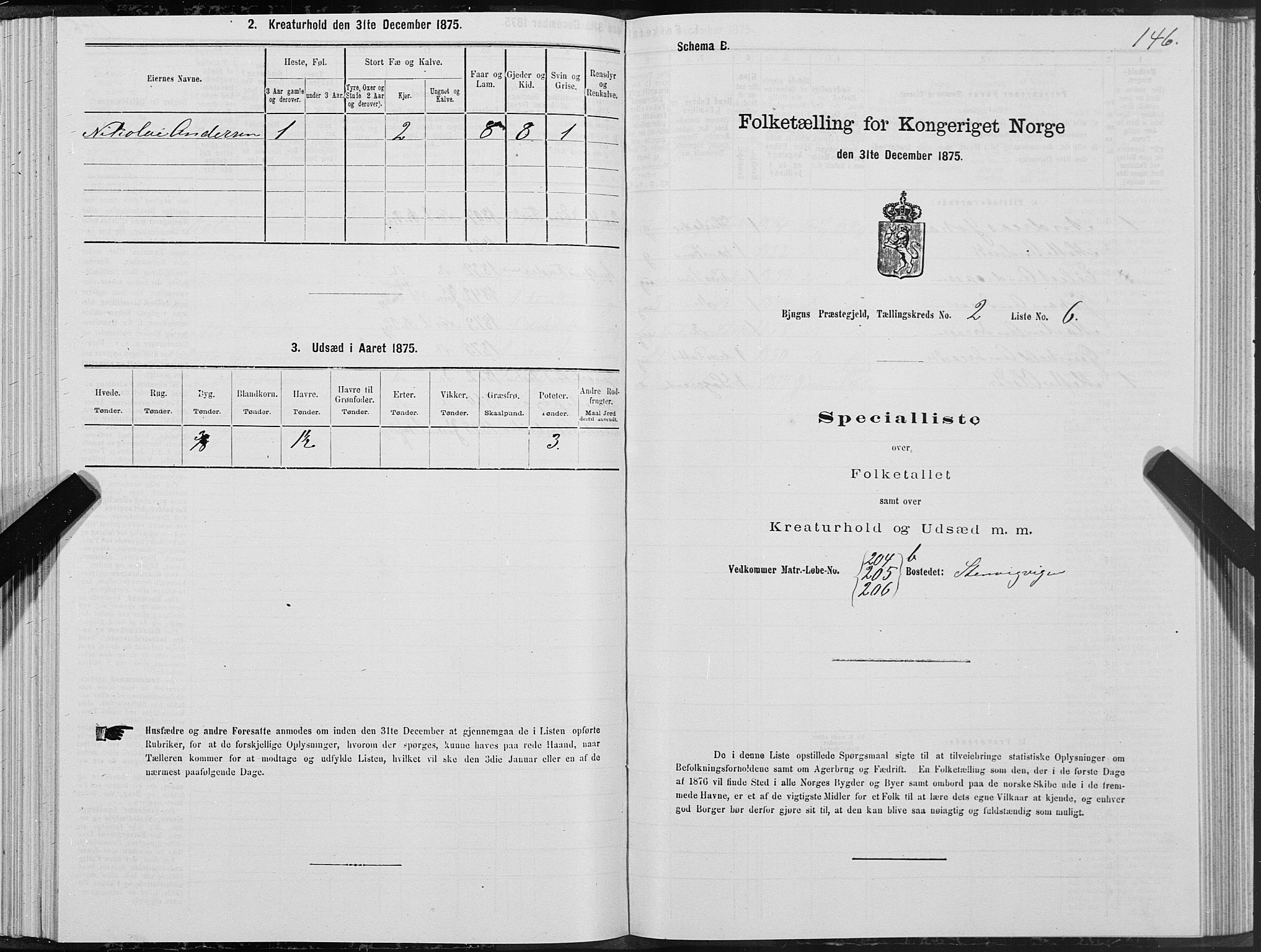 SAT, 1875 census for 1627P Bjugn, 1875, p. 1146