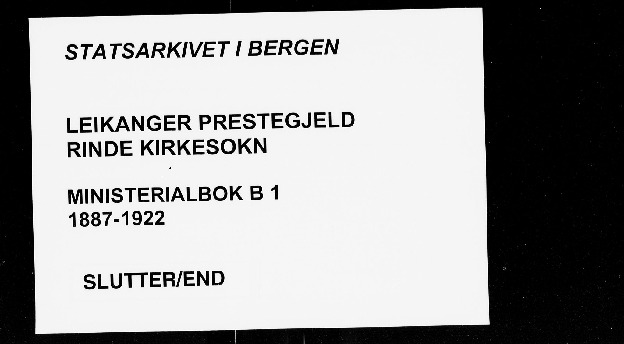 Leikanger sokneprestembete, AV/SAB-A-81001/H/Haa/Haad/L0001: Parish register (official) no. D 1, 1887-1922