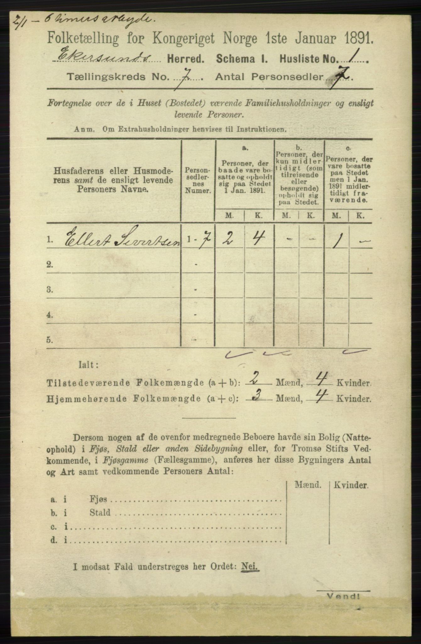 RA, 1891 census for 1116 Eigersund herred, 1891, p. 2722