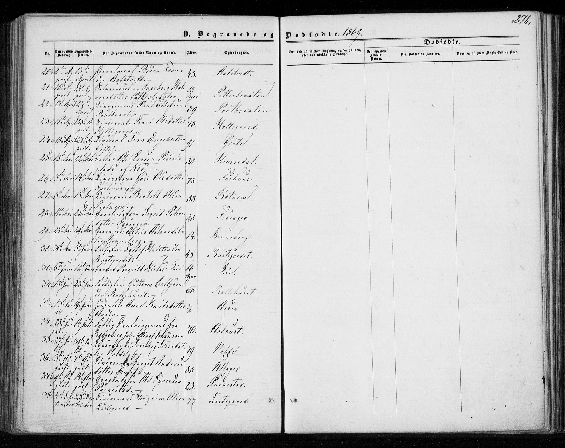 Gol kirkebøker, AV/SAKO-A-226/F/Fa/L0003: Parish register (official) no. I 3, 1863-1875, p. 276