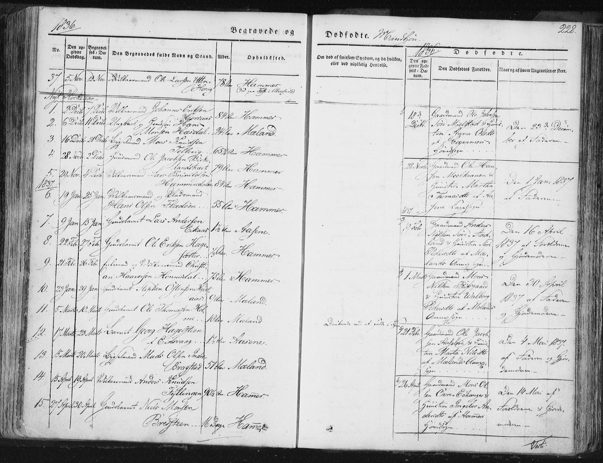 Hamre sokneprestembete, SAB/A-75501/H/Ha/Haa/Haaa/L0012: Parish register (official) no. A 12, 1834-1845, p. 228