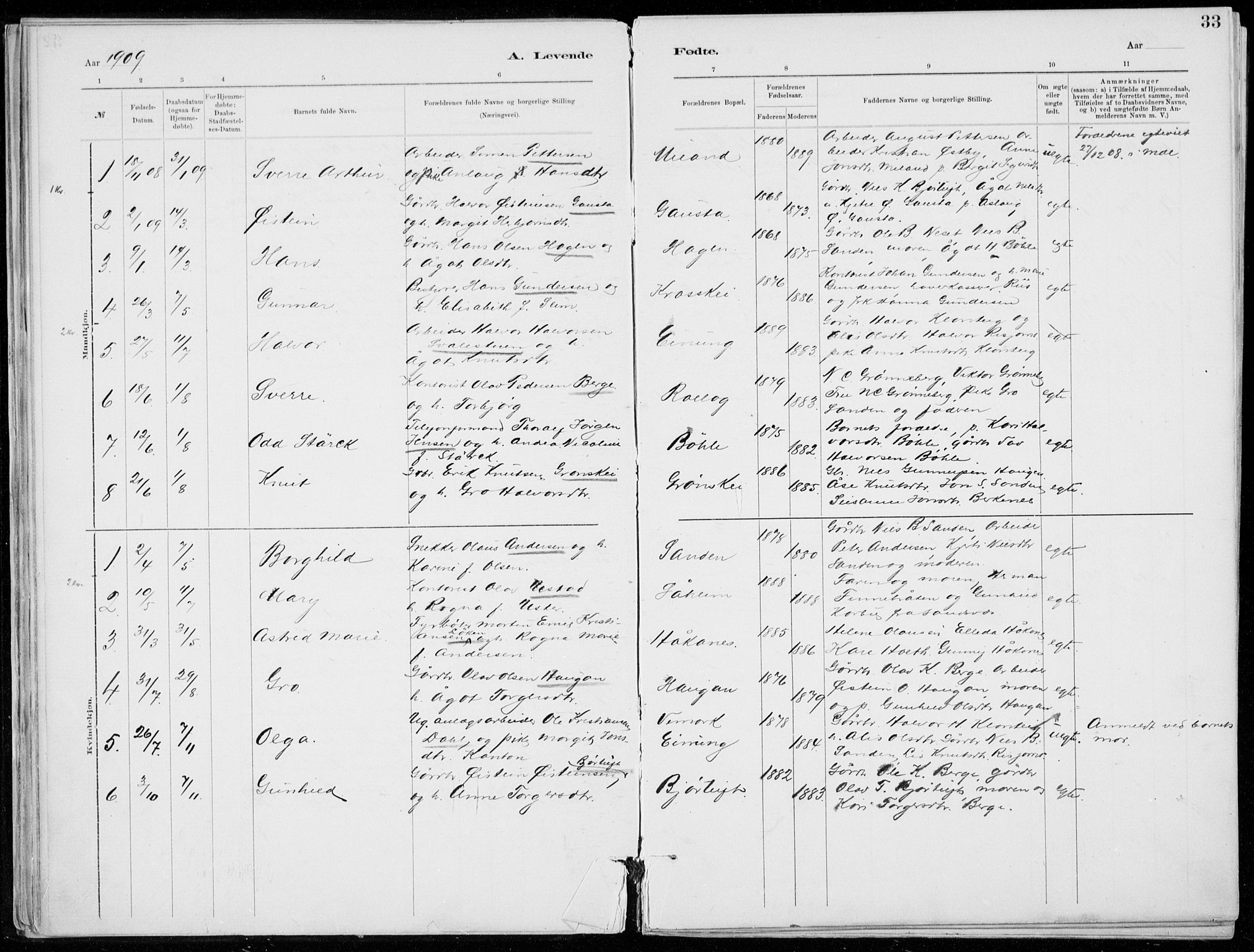 Tinn kirkebøker, SAKO/A-308/F/Fb/L0002: Parish register (official) no. II 2, 1878-1917, p. 33