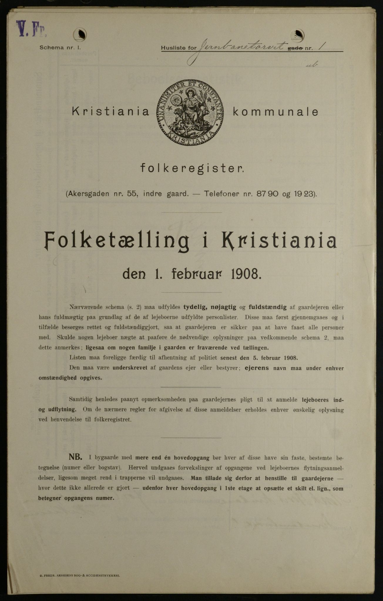 OBA, Municipal Census 1908 for Kristiania, 1908, p. 41913