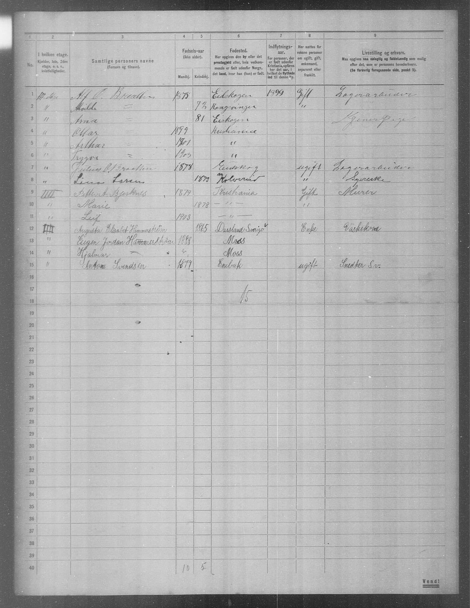 OBA, Municipal Census 1904 for Kristiania, 1904, p. 2161