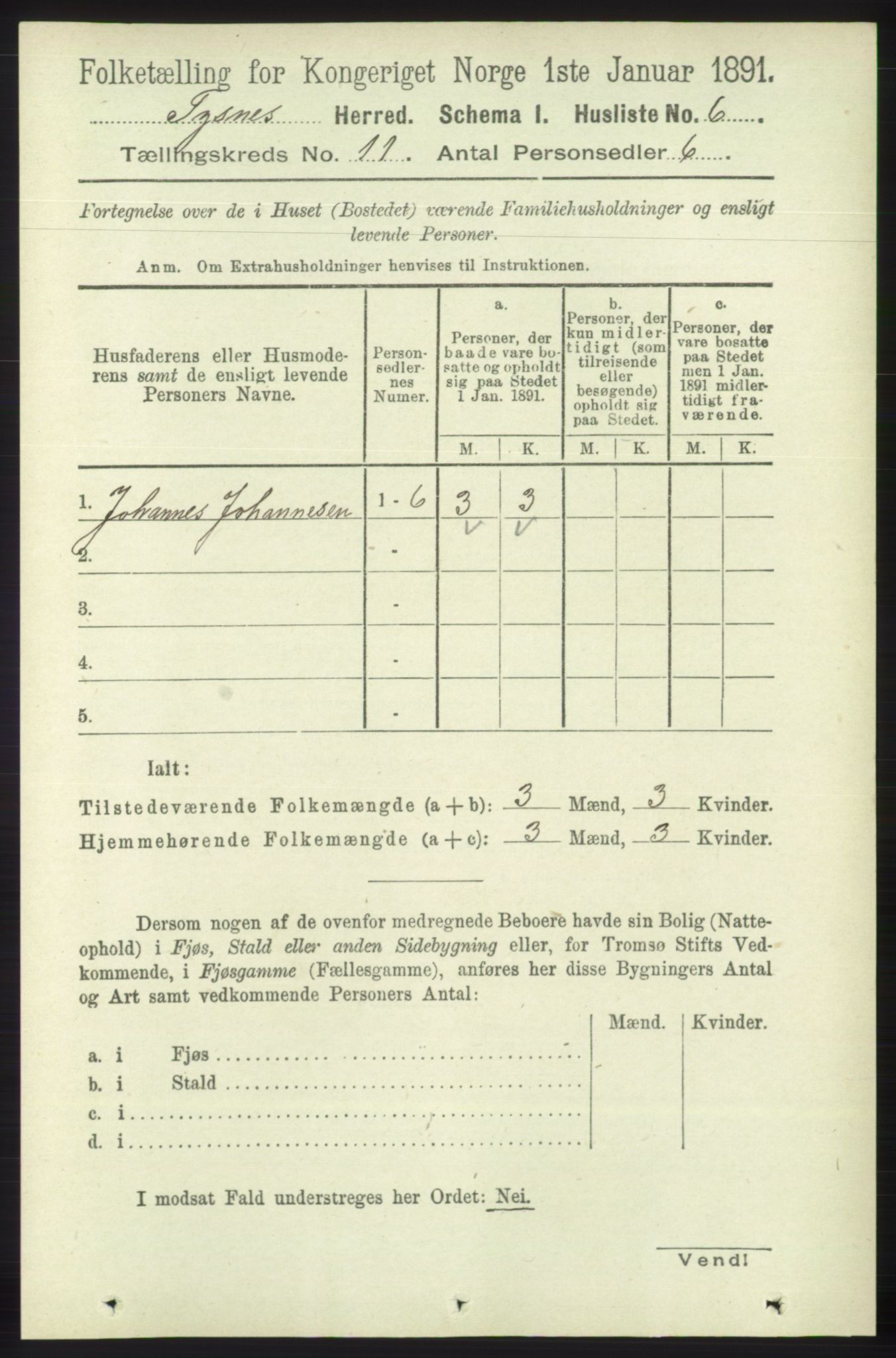 RA, 1891 census for 1223 Tysnes, 1891, p. 5310