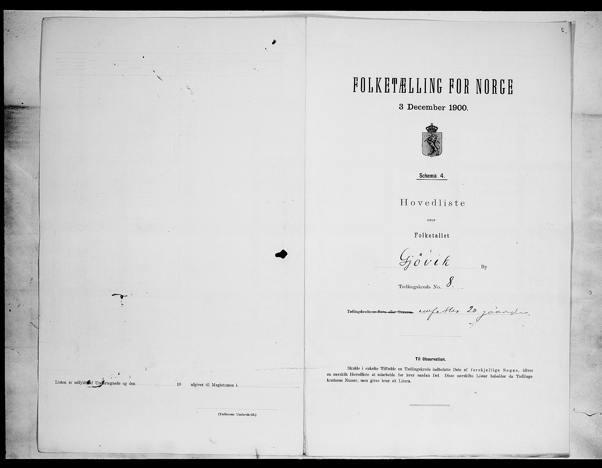 SAH, 1900 census for Gjøvik, 1900, p. 29